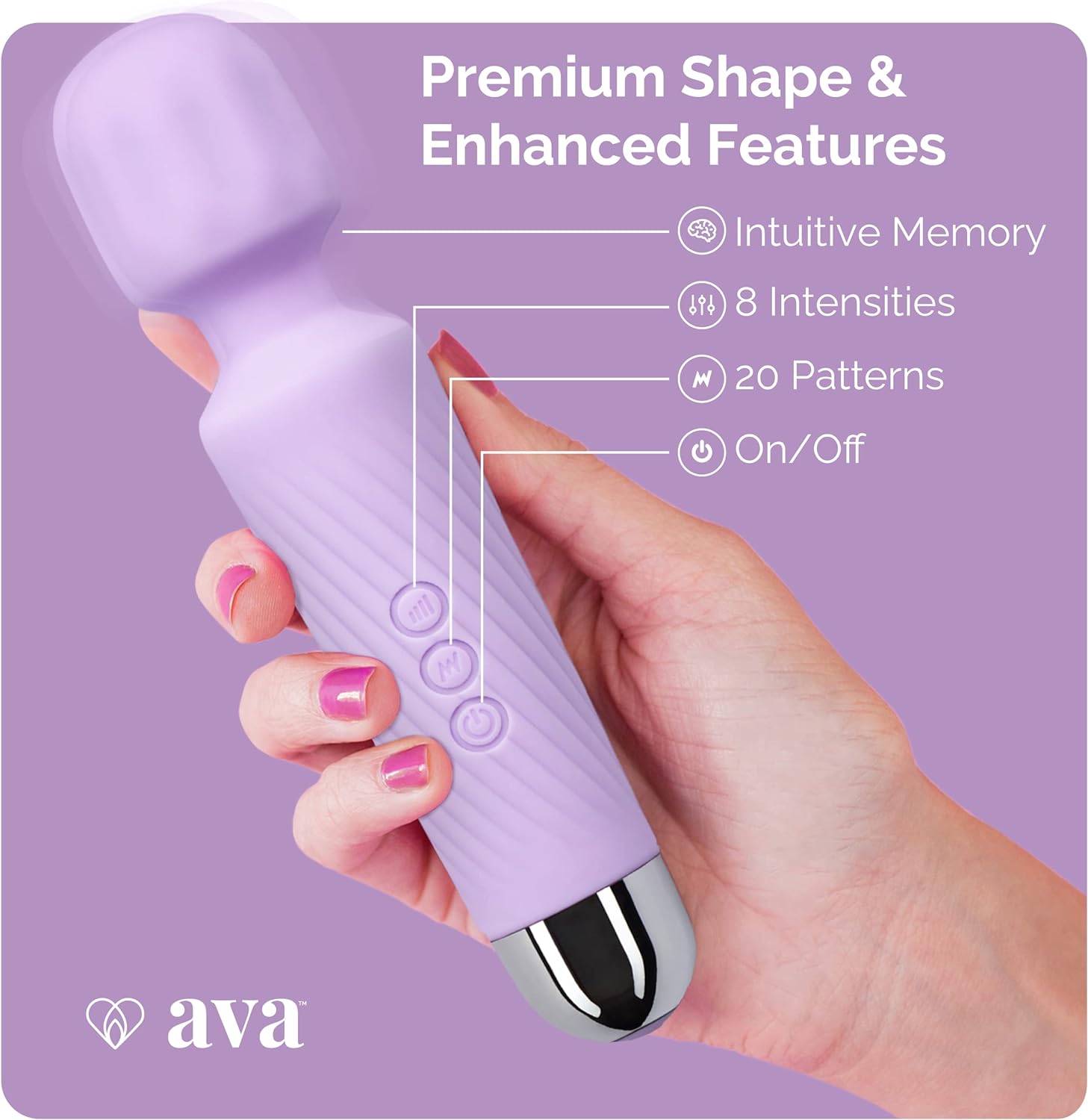 Ava Vibrator Wand Sex Toys [vibratori stimolatori del clitoride] Vibratore da donna | Sex Toy | Regali per donna | 20 modelli a 8 velocità di piacere | Silenzioso e piccolo | Sex Toys per adulti -Standard - Viola