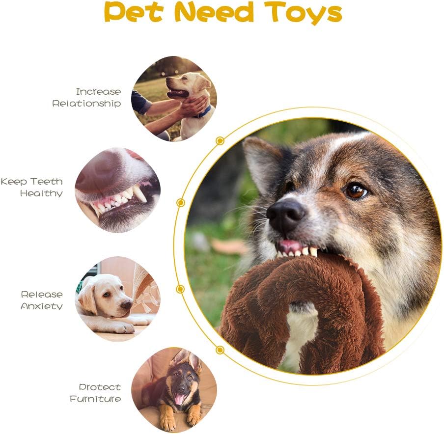 FIREOR Dog Squeak Toys, No Stuffing Plush Dogs Chew Toy for Small Medium Large Breed Chewer Squeaky Pet Supplies Tough Durable Puppy Teething Chewing Interactive to Keep Them Busy Best Birthday Gift · v4