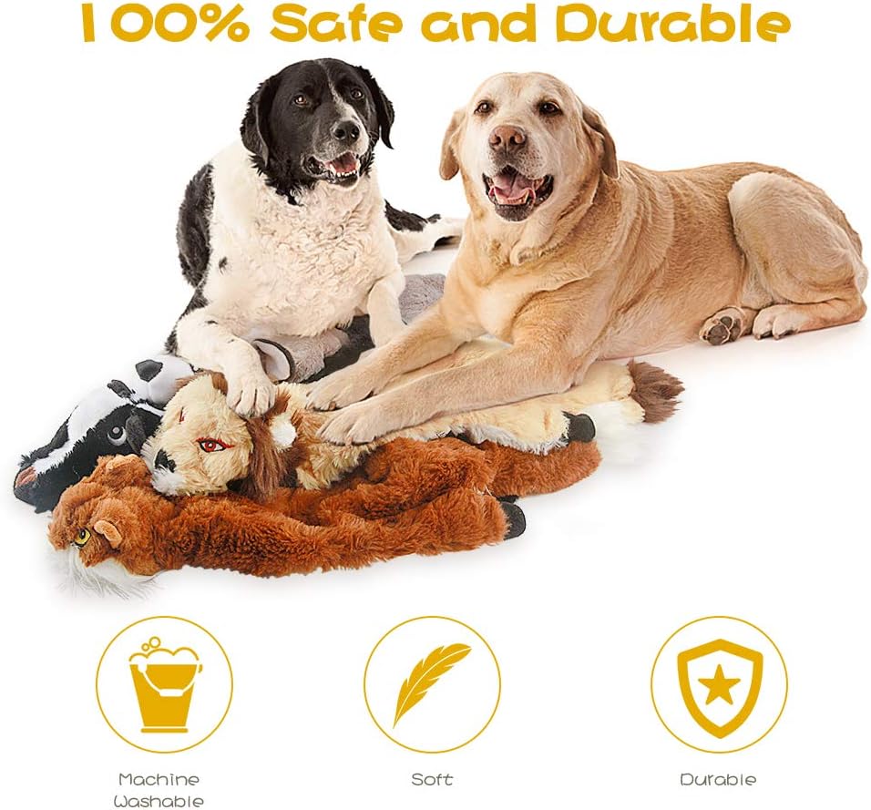FIREOR Dog Squeak Toys, No Stuffing Plush Dogs Chew Toy for Small Medium Large Breed Chewer Squeaky Pet Supplies Tough Durable Puppy Teething Chewing Interactive to Keep Them Busy Best Birthday Gift · v4