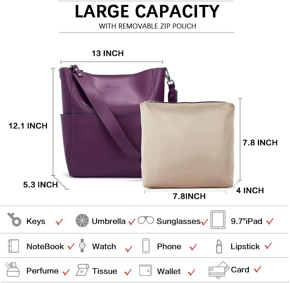 BOSTANTEN Womens Leather Designer Handbags Tote Purses Shoulder Bucket Bags · v2