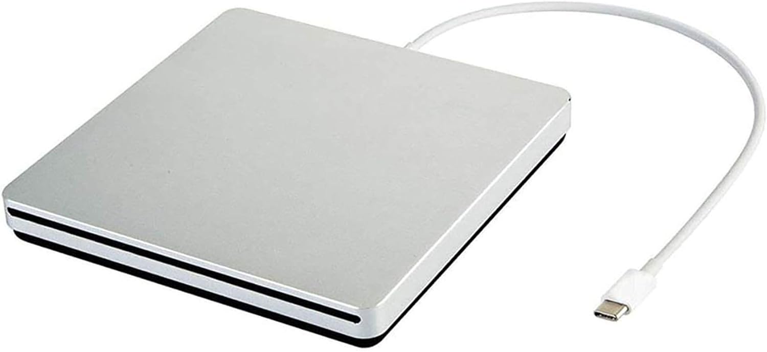 External CD DVD Drive USB C CD DVD Burner/Writer Slim Portable Slot in CD DVD Reader for MacBook Pro/Air/Mac/Laptop/Windows10 (Sliver) · v3