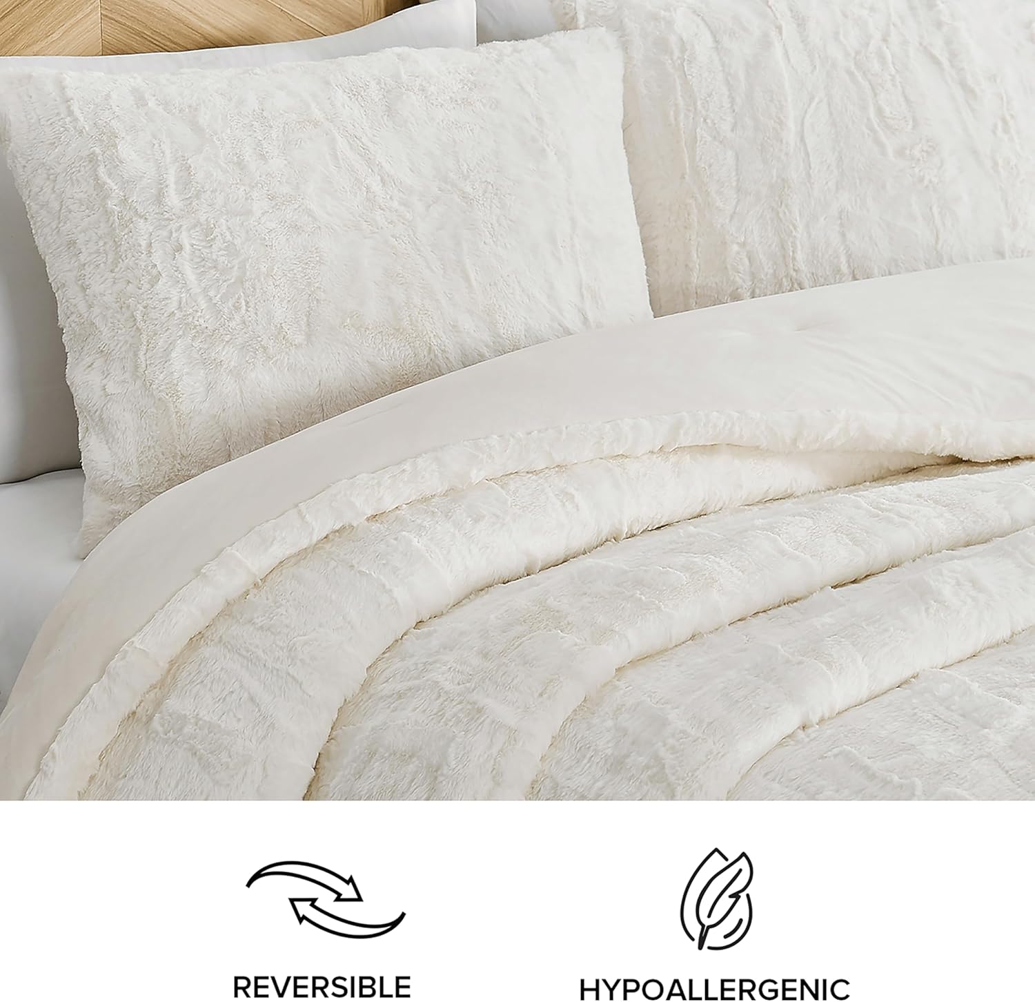 UGG 13712 Alondra King Comforter Set Soft Cozy Bedding Faux Fur Comforter and Two Pillow Shams Hotel Style Luxury Blanket Set for Bedroom Accents, King, Snow · v2
