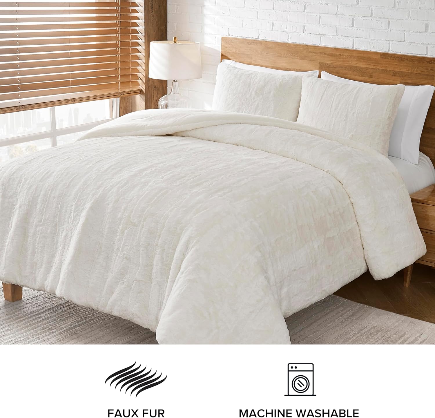 UGG 13712 Alondra King Comforter Set Soft Cozy Bedding Faux Fur Comforter and Two Pillow Shams Hotel Style Luxury Blanket Set for Bedroom Accents, King, Snow · v2
