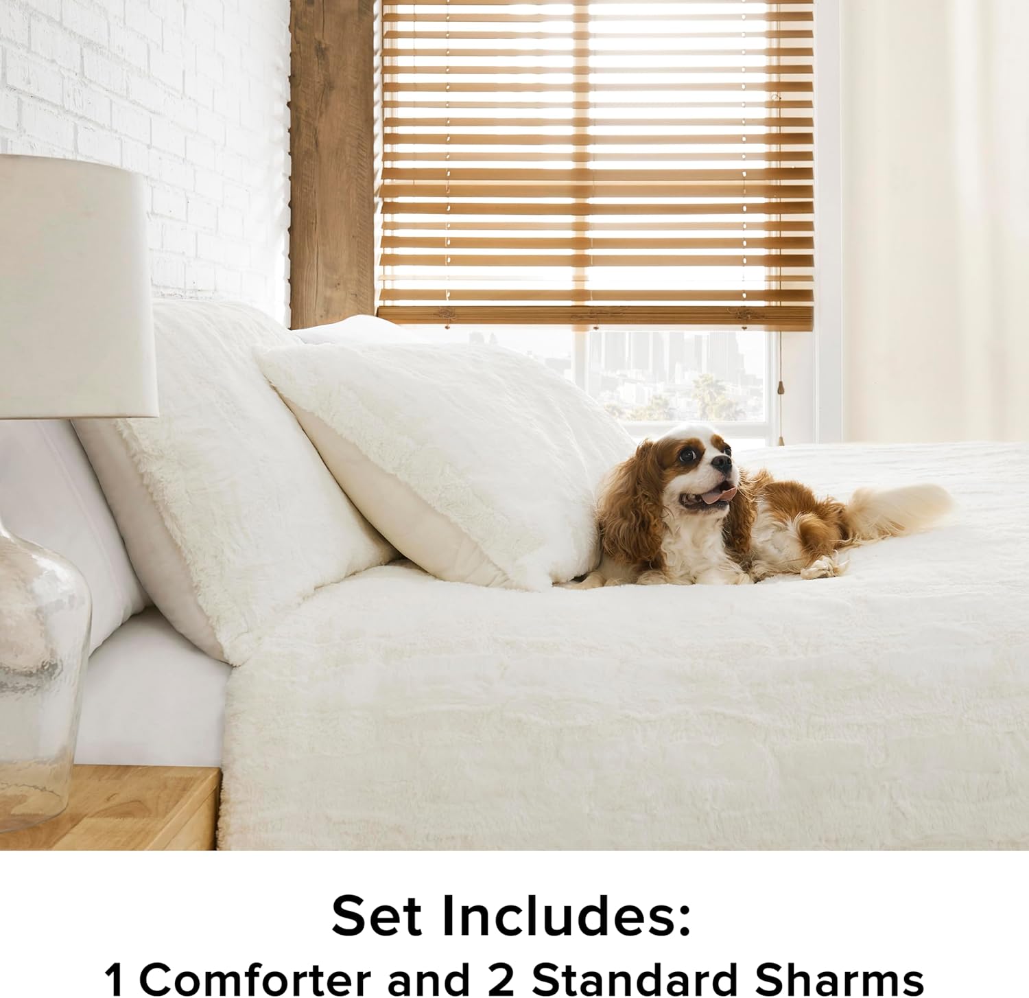 UGG 13712 Alondra King Comforter Set Soft Cozy Bedding Faux Fur Comforter and Two Pillow Shams Hotel Style Luxury Blanket Set for Bedroom Accents, King, Snow · v2