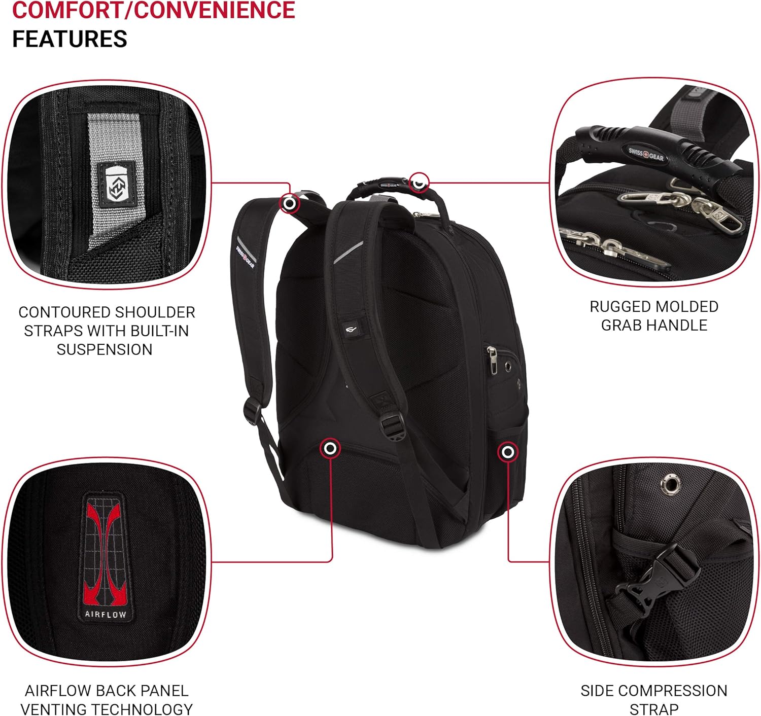 กระเป๋าเป้สะพายหลังใส่โน้ตบุ๊ก SwissGear 1923 ScanSmart สีดำ/เงิน ขนาด 17 นิ้ว