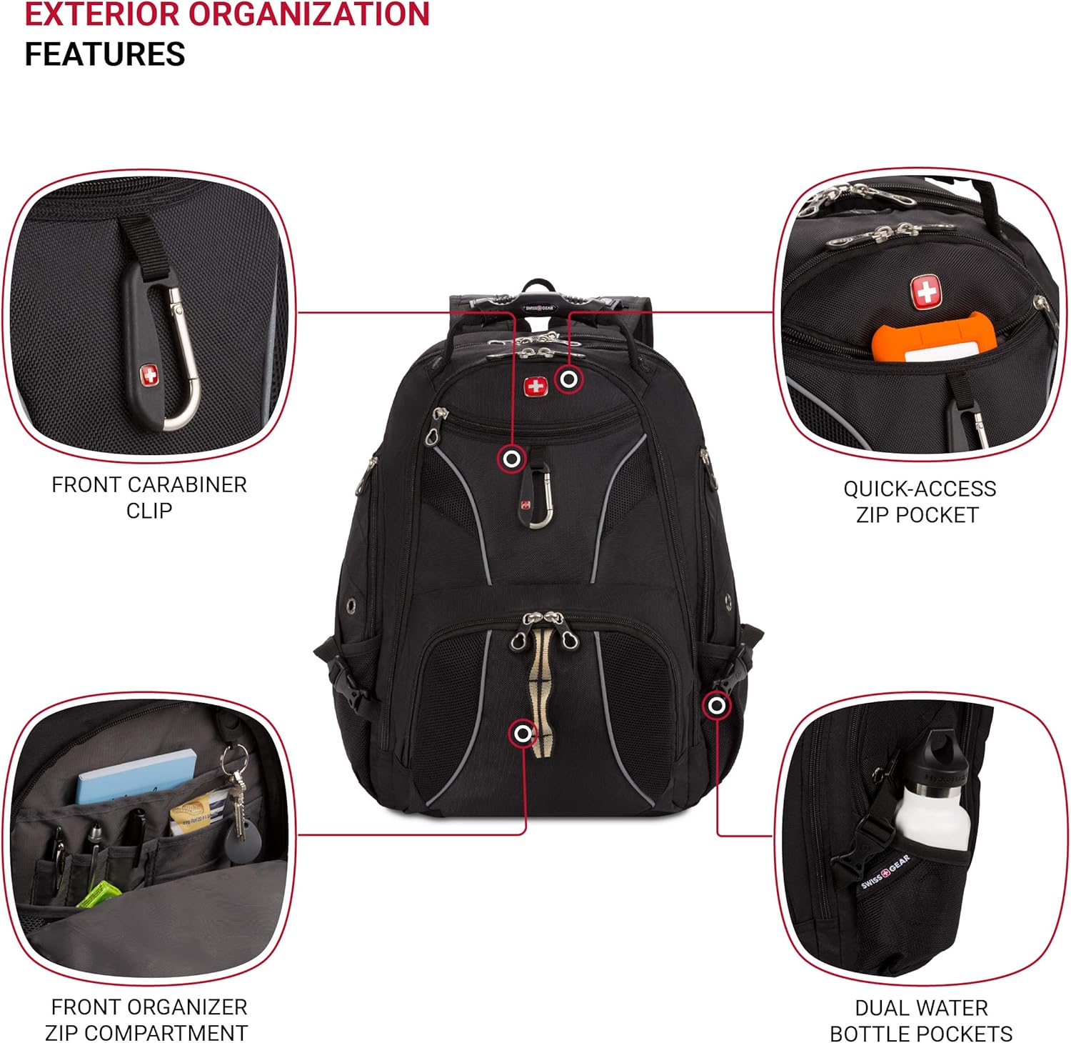 กระเป๋าเป้สะพายหลังใส่โน้ตบุ๊ก SwissGear 1923 ScanSmart สีดำ/เงิน ขนาด 17 นิ้ว