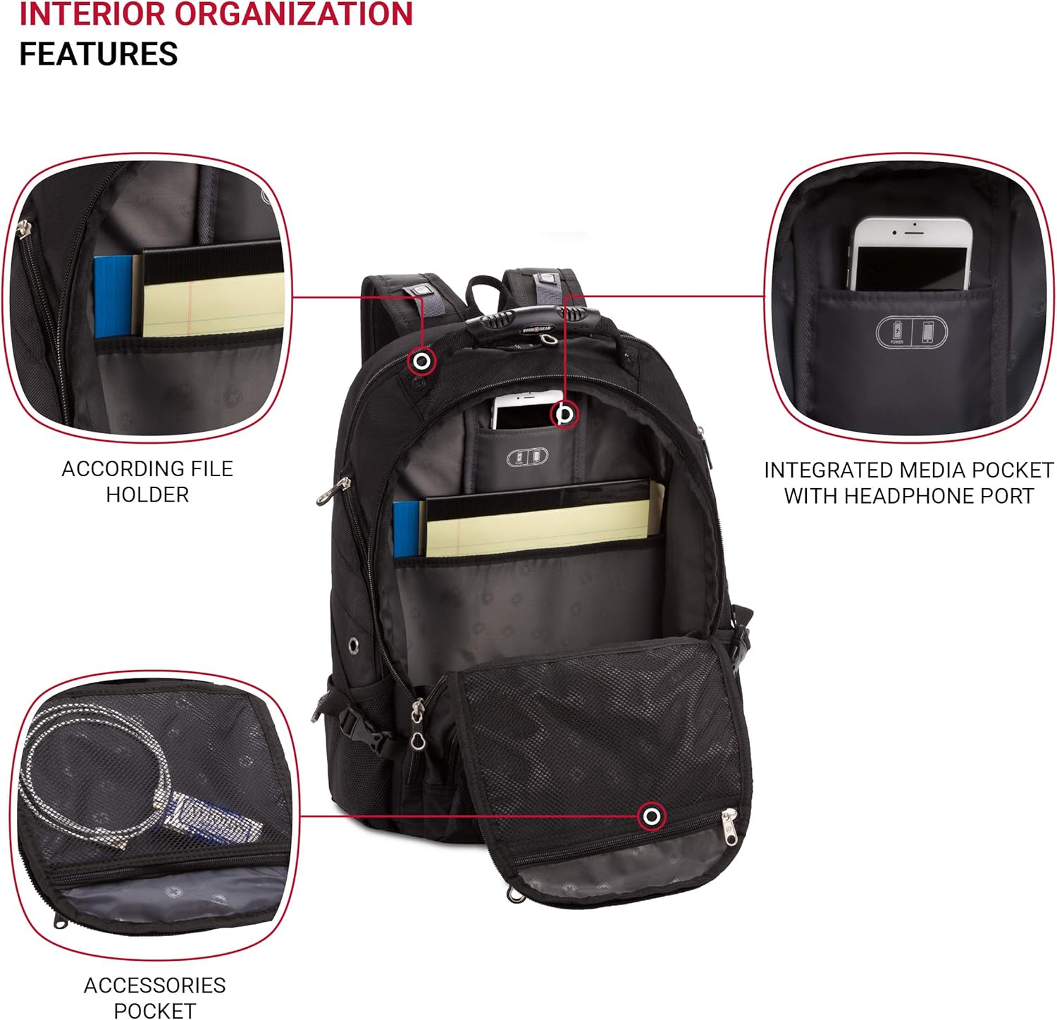 กระเป๋าเป้สะพายหลังใส่โน้ตบุ๊ก SwissGear 1923 ScanSmart สีดำ/เงิน ขนาด 17 นิ้ว