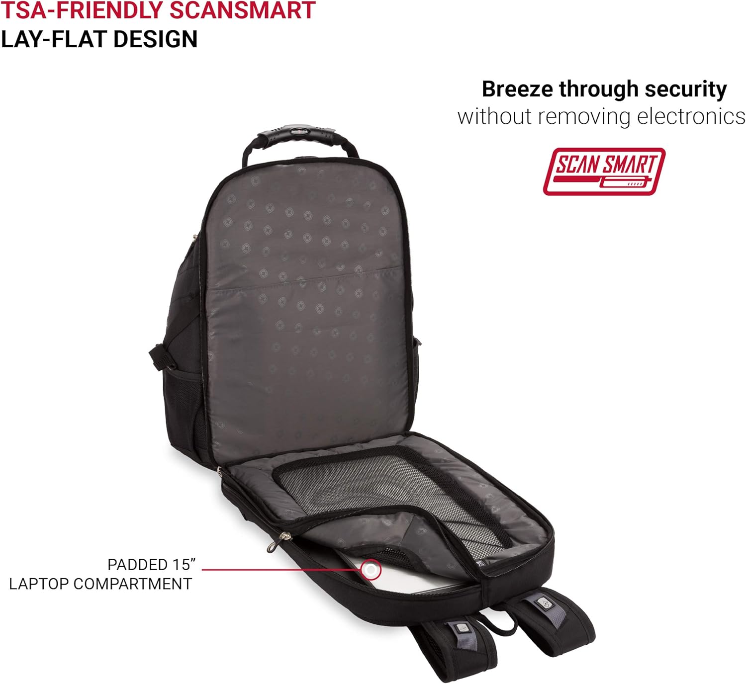 กระเป๋าเป้สะพายหลังใส่โน้ตบุ๊ก SwissGear 1923 ScanSmart สีดำ/เงิน ขนาด 17 นิ้ว