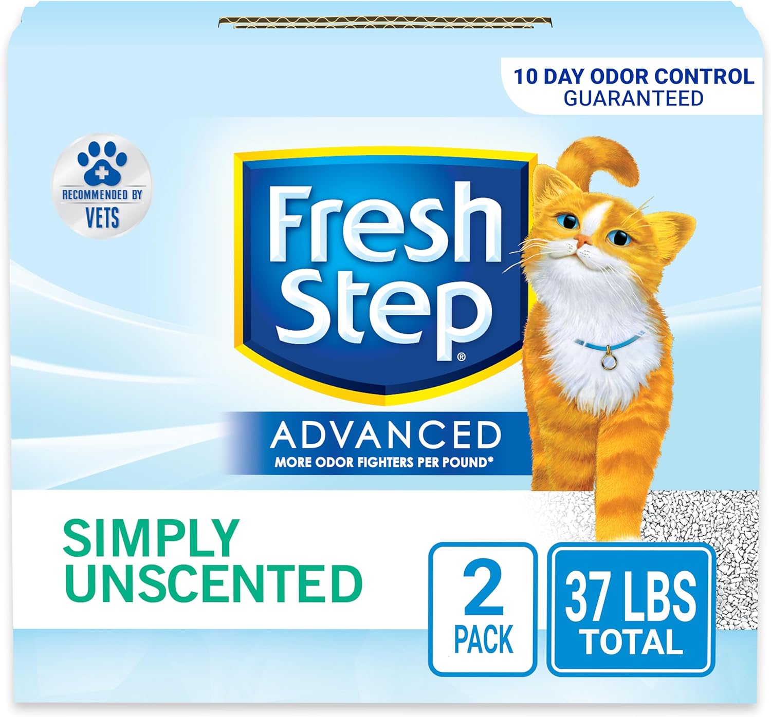 Fresh Step Advanced ongeparfumeerde kattenbakvulling, 2 stuks (37,58 lbs/17,04 kg, extra groot, stofarm, klonterig, actieve kool)