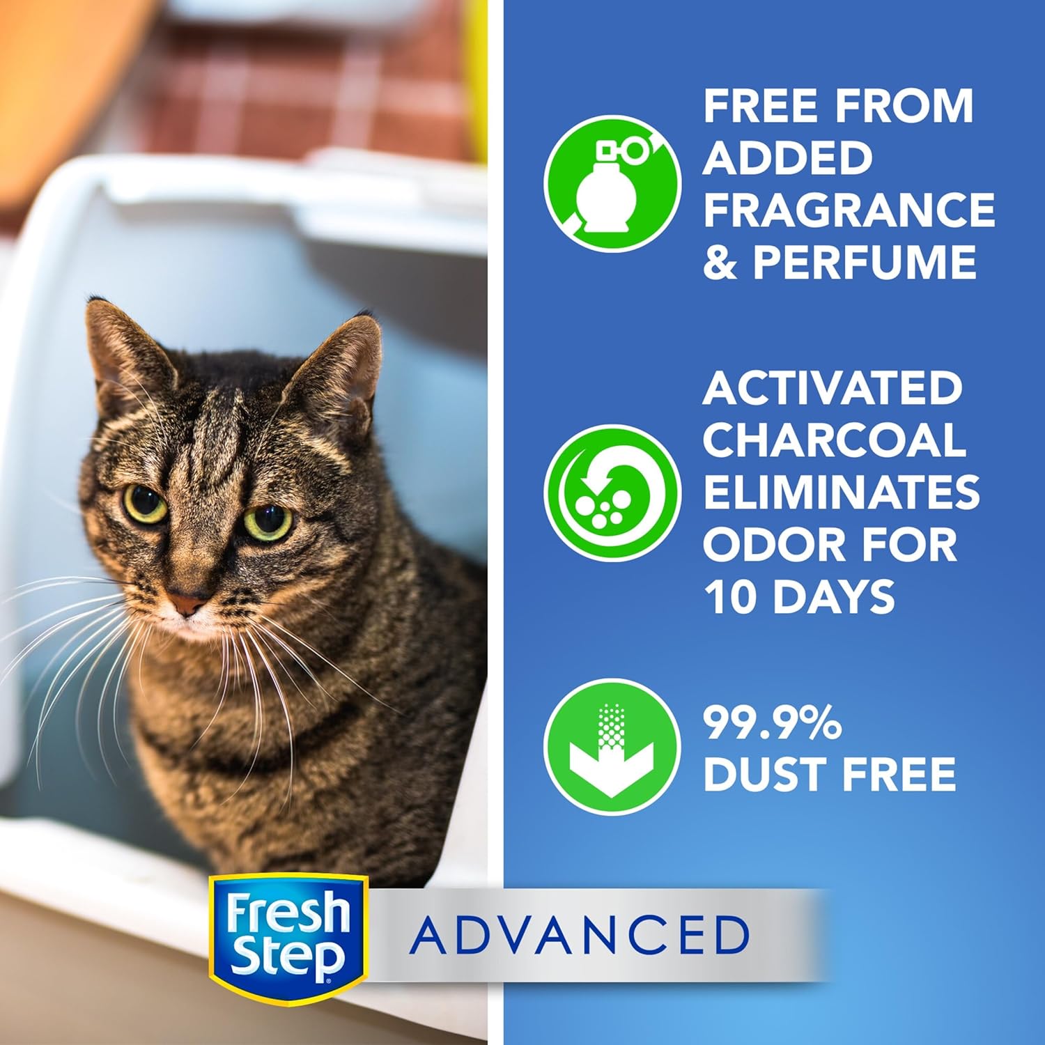 Litière non parfumée pour chats Fresh Step Advanced, paquet de 2 (37,58 lb/17,04 kg, très grande, peu poussiéreuse, agglomérante, charbon actif)