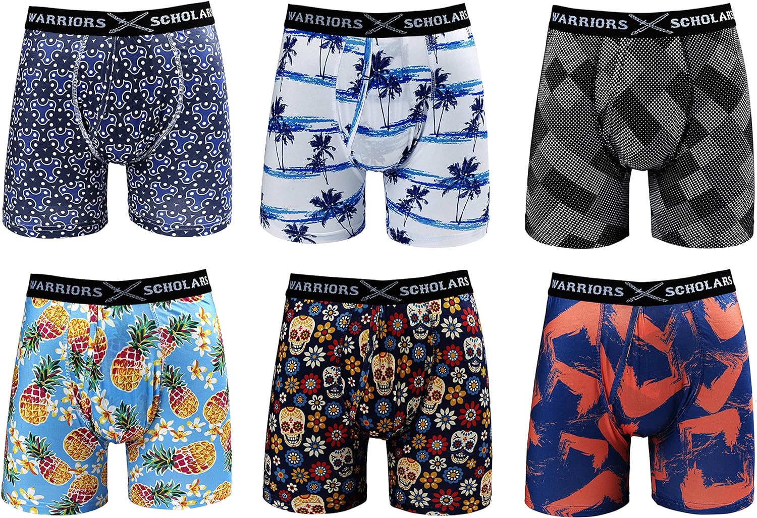 Warriors Scholars | Calzoncillos bóxer para hombre | Calzoncillos bóxer para hombre, paquete de 6 | Calzoncillos bóxer para hombre | Calzoncillos bóxer para hombre