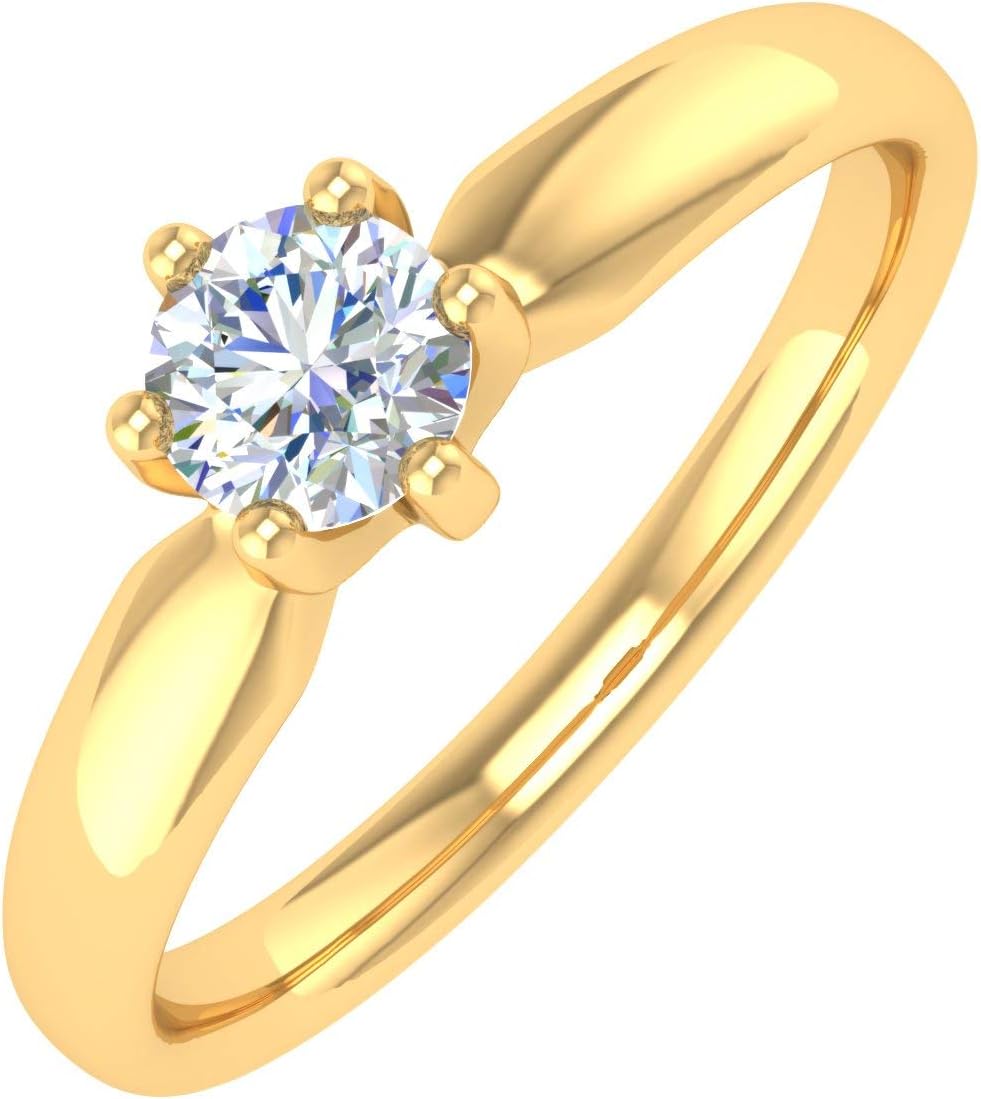1/4 Carat 6-Prong Set Diamond Solitaire Engagement Ring Band in 10K Gold · v2