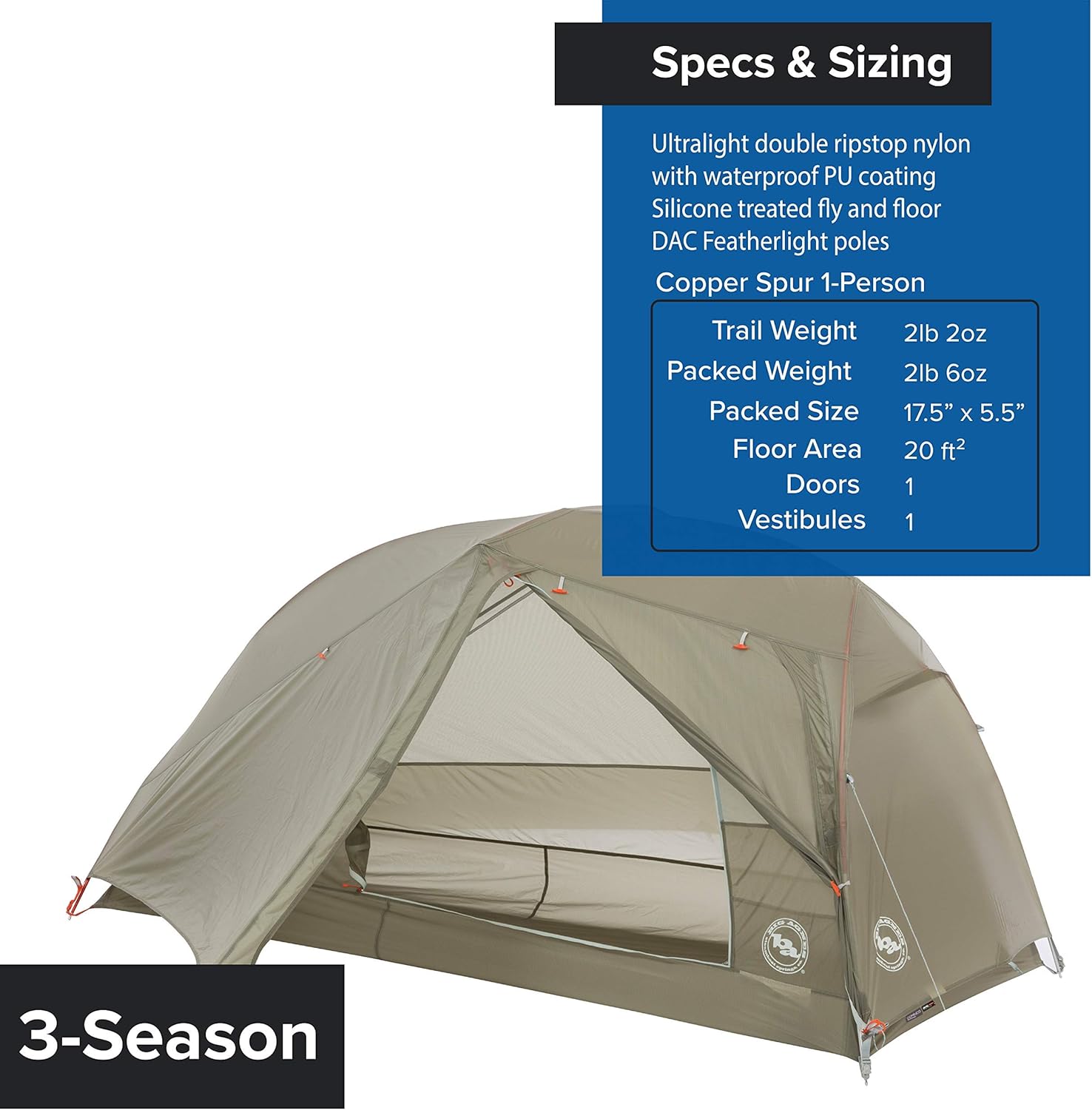 Big Agnes Copper Spur HV UL - เต็นท์สำหรับแบกเป้ที่เบาเป็นพิเศษ