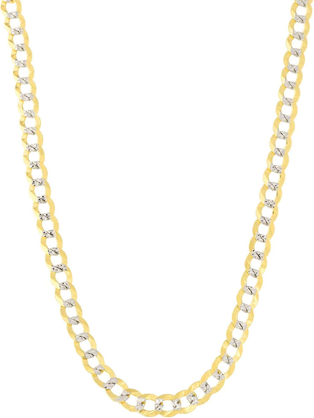 Jewelry Affairs 14k 2 Tone Yellow And White Gold Curb Chain Necklace, 3.2mm · v2
