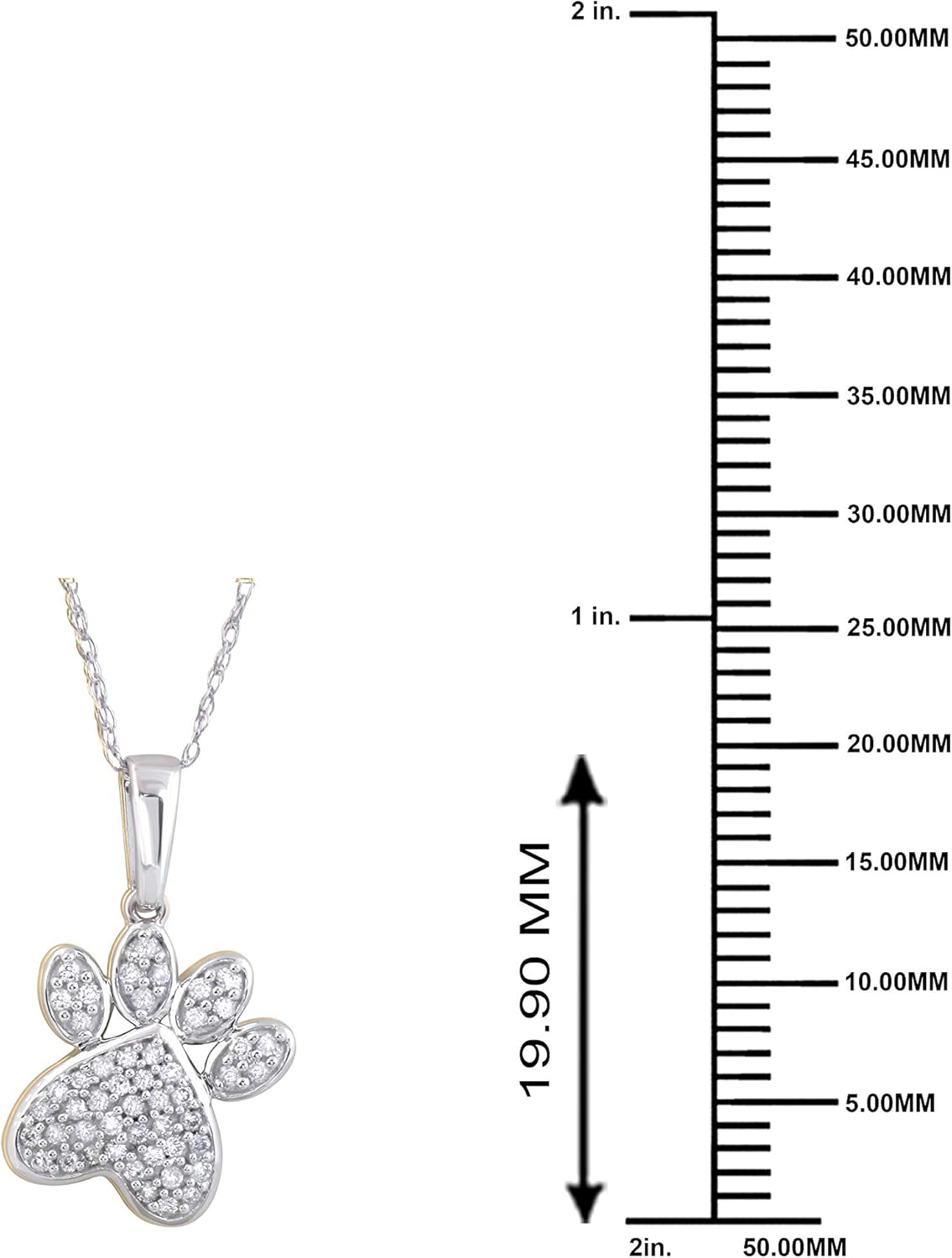 DZON 10K Gold 1/5Ct TDW Diamond Dog Puppy Kitten Cat Paw Print Pendant Necklace, Dog jewelry for Women Girls (I-J, I2) · v2