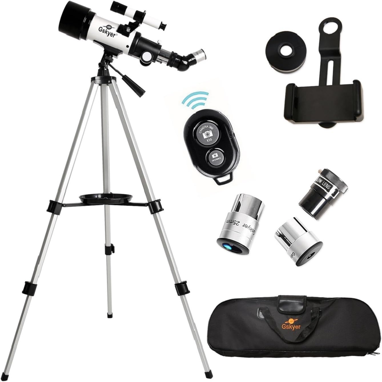 Gskyer Telescope, 70mm Aperture 400mm AZ Mount Astronomical Refracting Telescope for Kids Beginners - Travel Telescope with Carry Bag, Phone Adapter and Wireless Remote. · v2