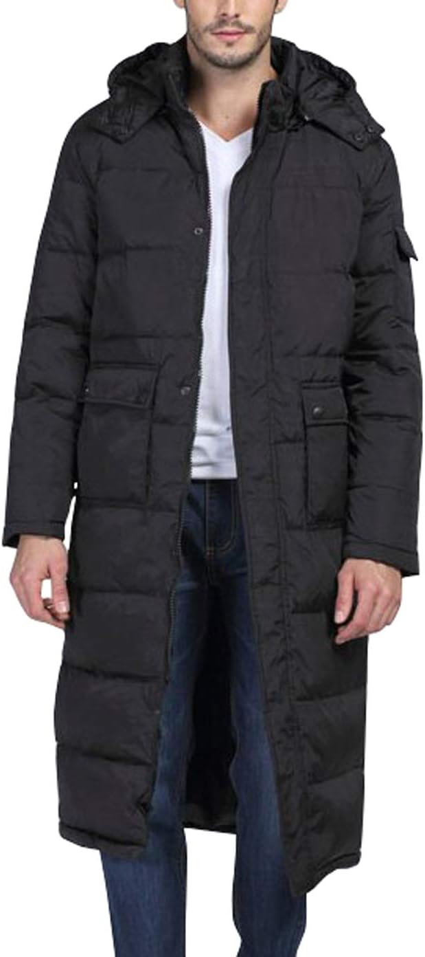 chouyatou Mens Classic Windproof Removable Hooded Long Winter Puffer Down Coat · v3