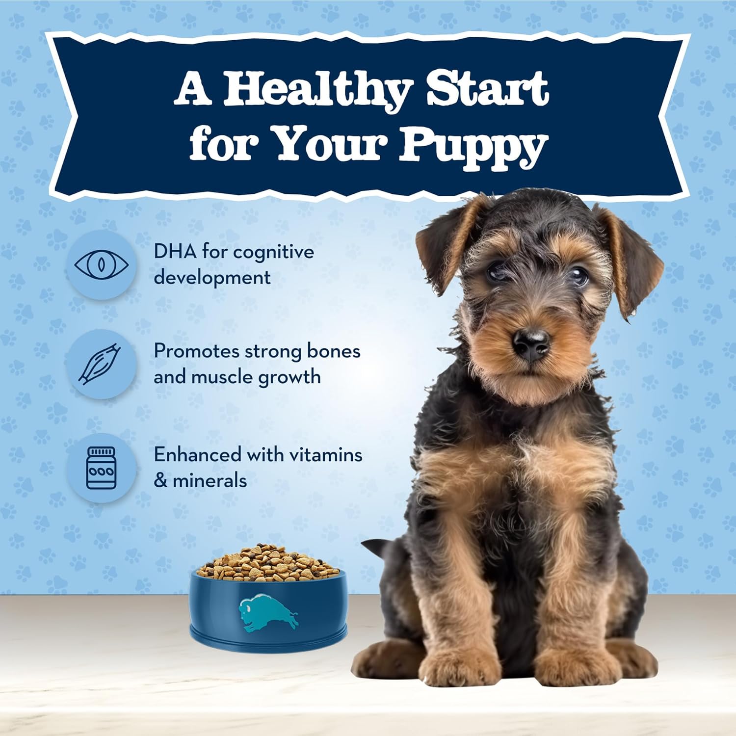 Blue Buffalo Baby BLUE Natural Dry Food for Puppies, Healthy Growth Formula with DHA, Savory Chicken Recipe, 4-lb. Bag