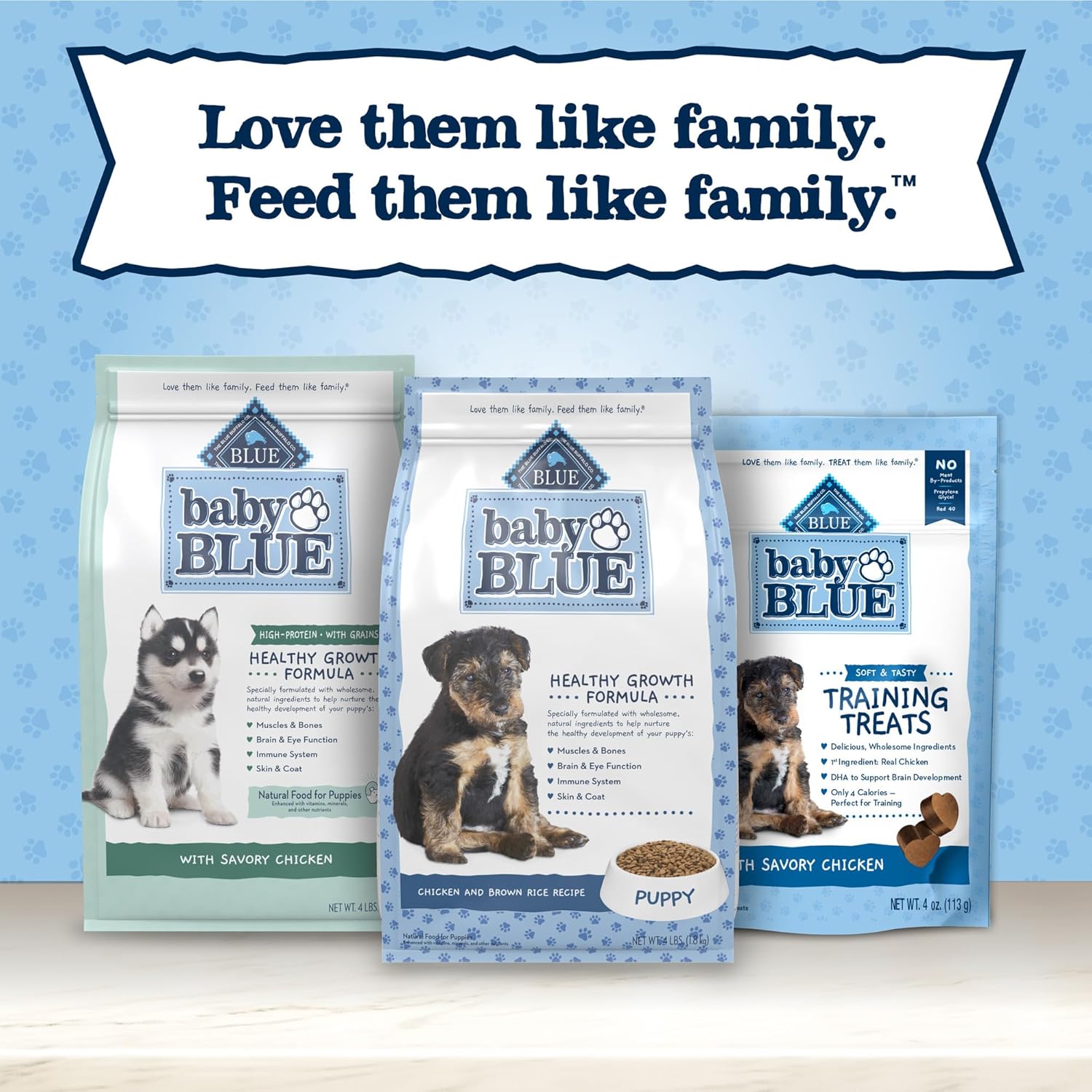 Blue Buffalo Baby BLUE Natural Dry Food for Puppies, Healthy Growth Formula with DHA, Savory Chicken Recipe, 4-lb. Bag
