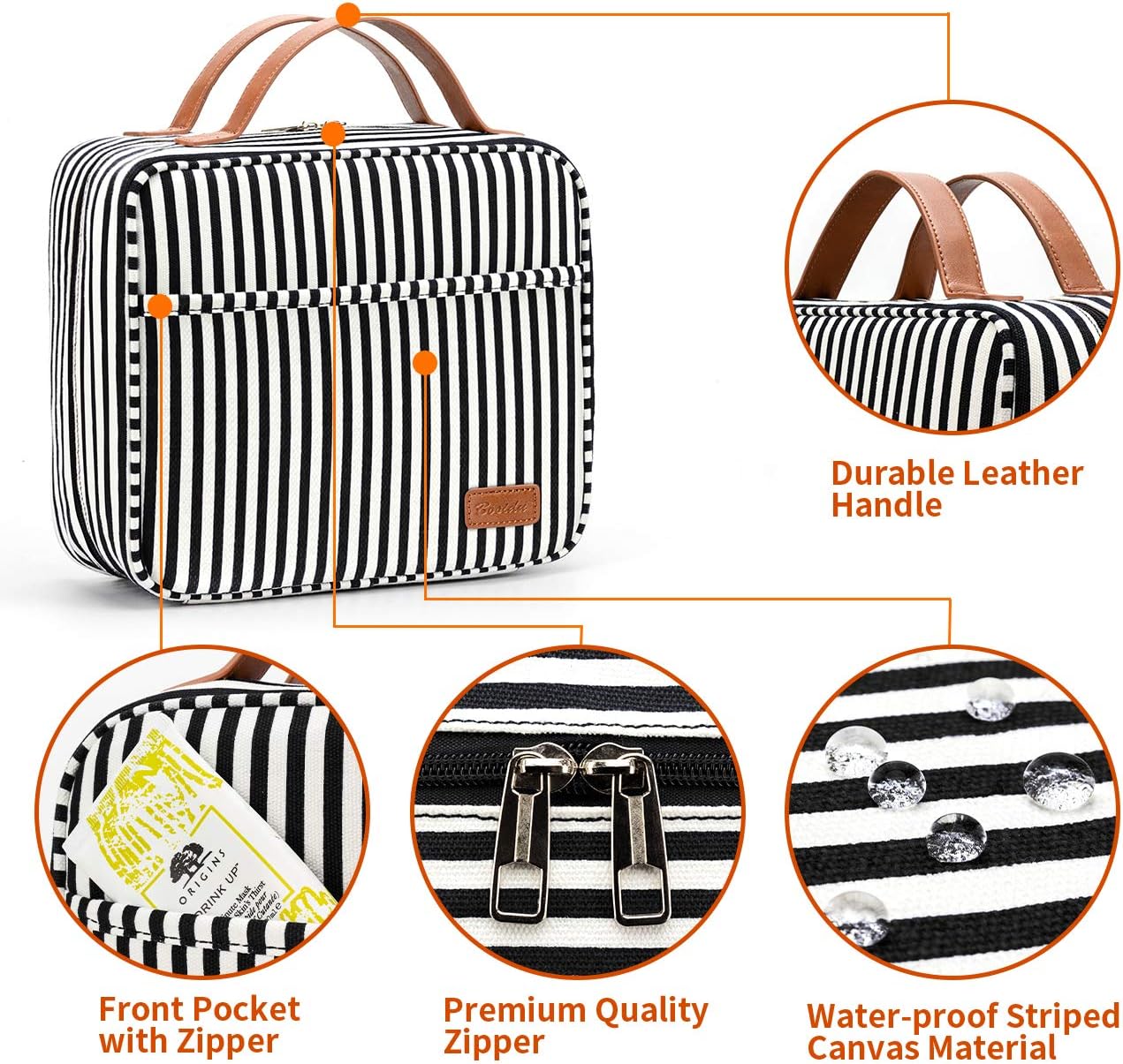 Borsa da toilette da viaggio da appendere, organizer da toilette da viaggio cosmetico di grande capacità per donna con 4 scomparti 1 gancio robusto, perfetto per viaggi/uso quotidiano/Natale