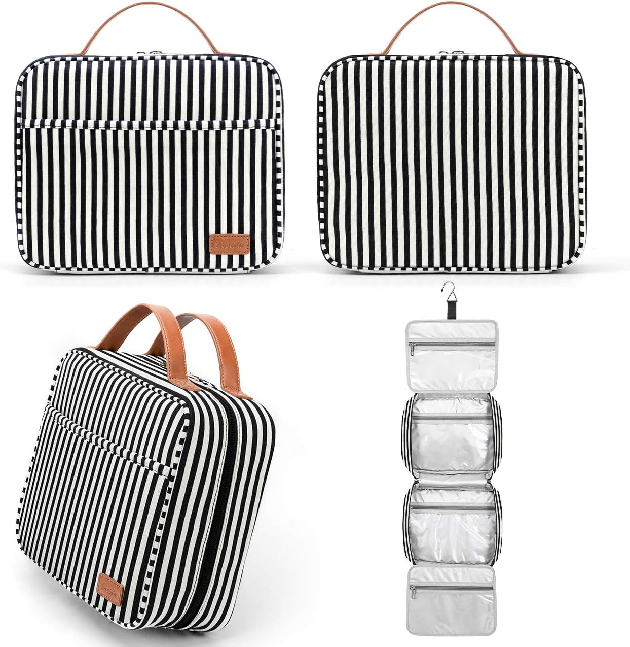 Borsa da toilette da viaggio da appendere, organizer da toilette da viaggio cosmetico di grande capacità per donna con 4 scomparti 1 gancio robusto, perfetto per viaggi/uso quotidiano/Natale