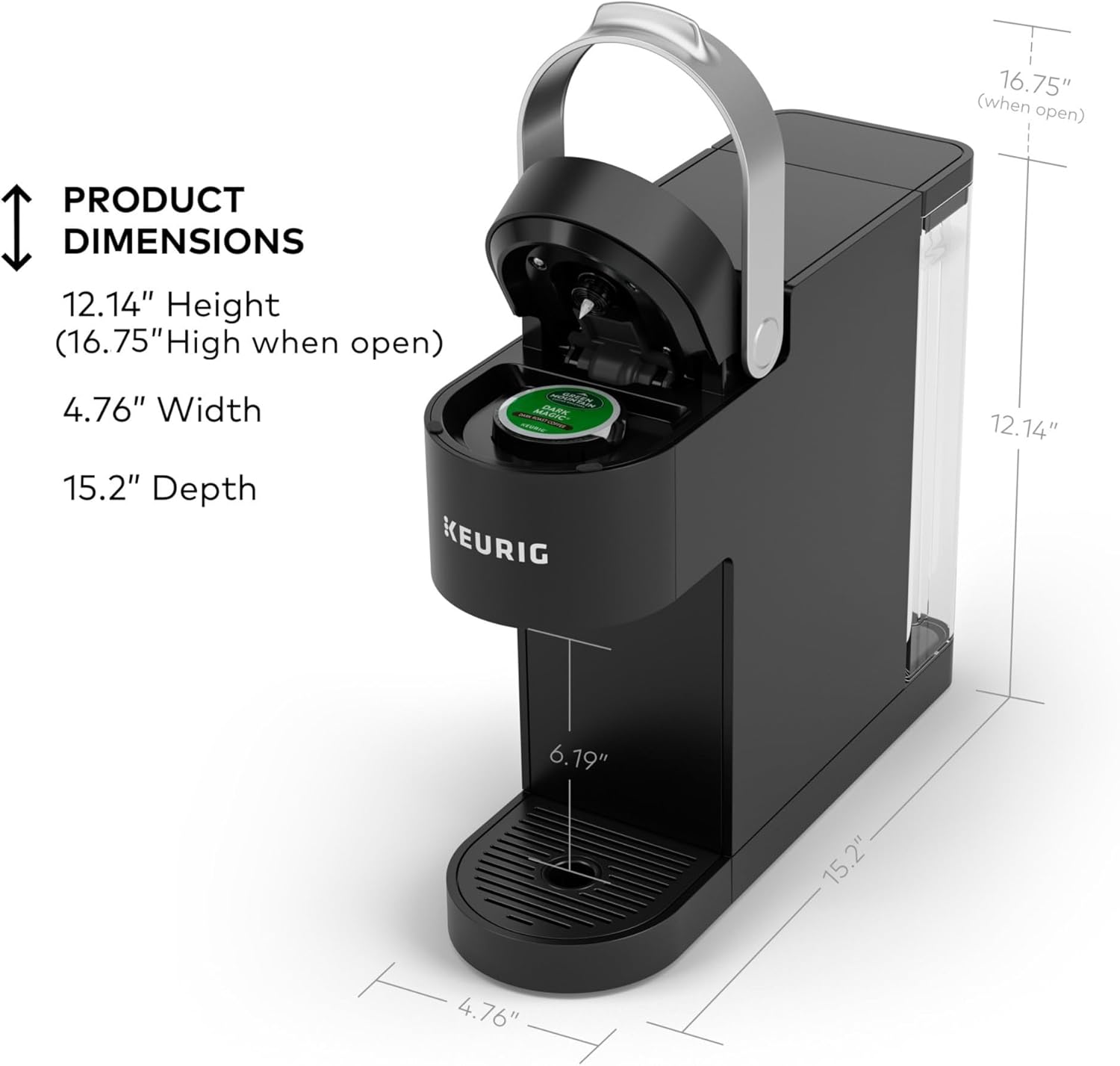 Keurig K-Slim Single Serve K-Cup Pod Coffee Maker, Multistream Technology, 3 Brew Sizes, Slim and Sleek Design, 46oz Removable Reservoir, Black · v2