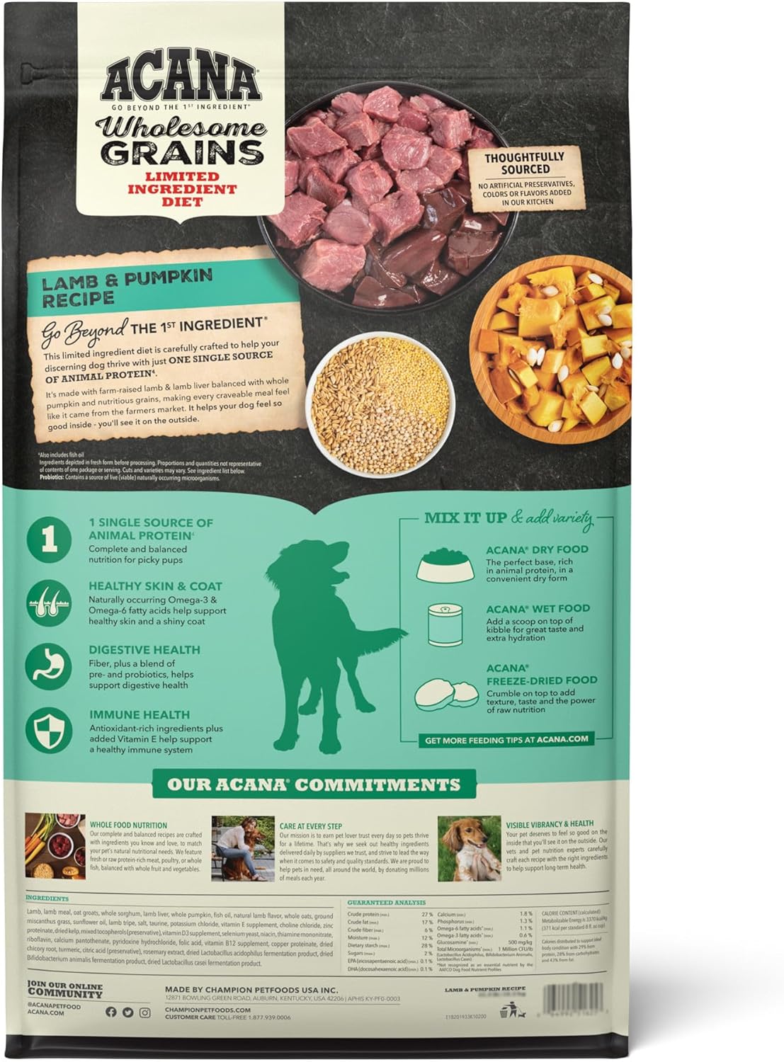 ACANA Wholesome Grains Dry Dog Food, Lamb  Pumpkin Recipe, 22.5lb · v2