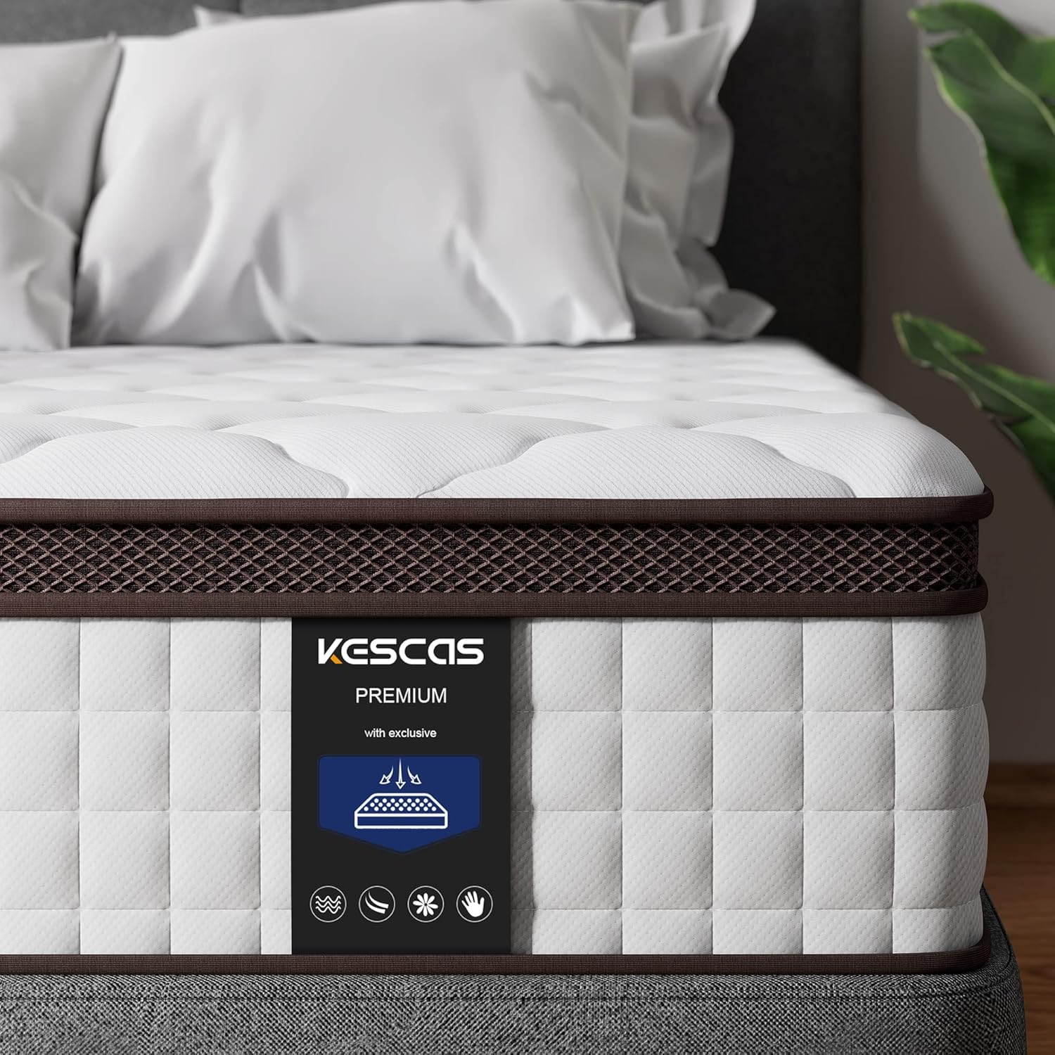 Kescas Full Mattress, 10 Inch Hybrid Mattress with Memory Foam  Heavier Coils, Ergonomic Design for Pressure Relief, Medium Firm Feel · v2