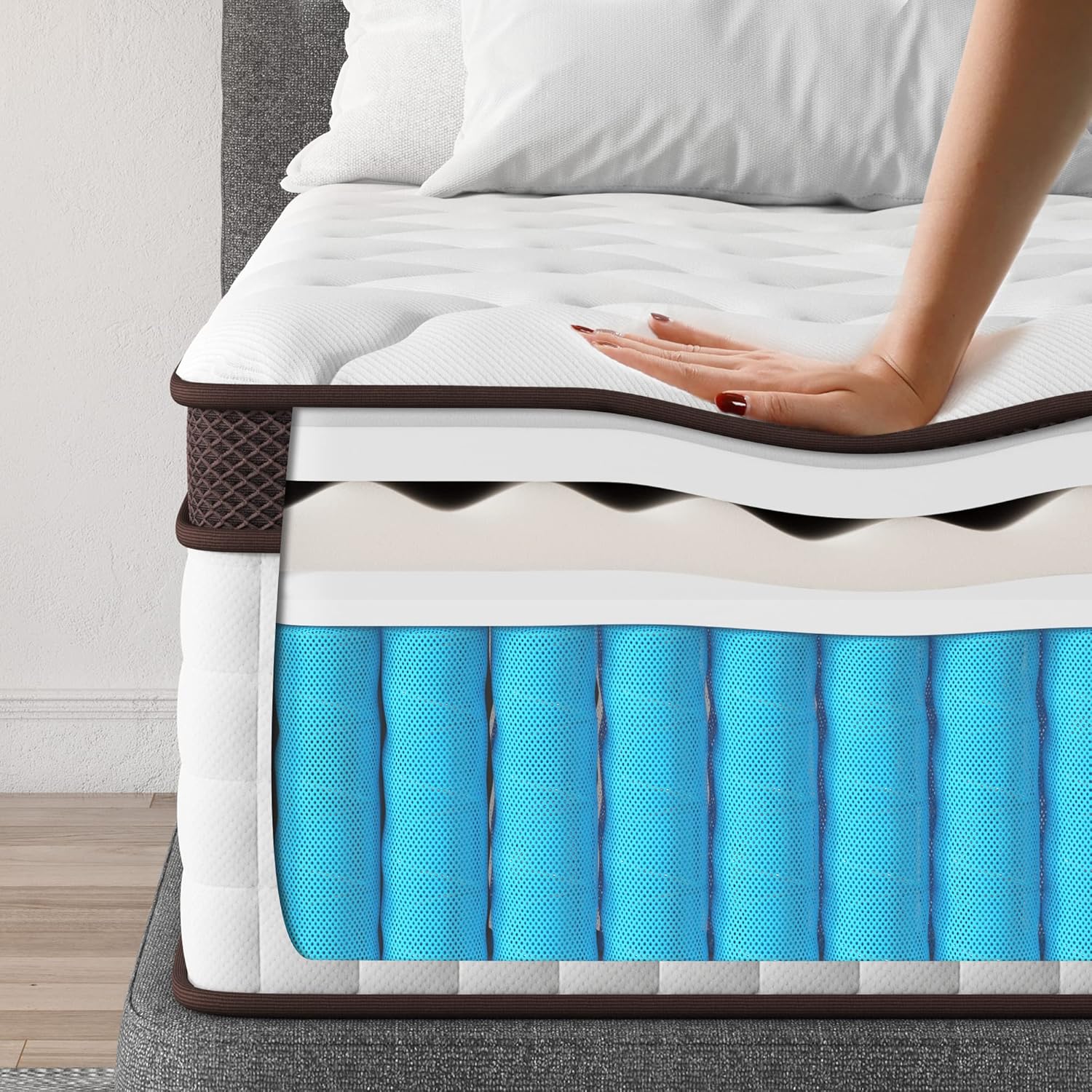 Kescas Full Mattress, 10 Inch Hybrid Mattress with Memory Foam  Heavier Coils, Ergonomic Design for Pressure Relief, Medium Firm Feel · v2