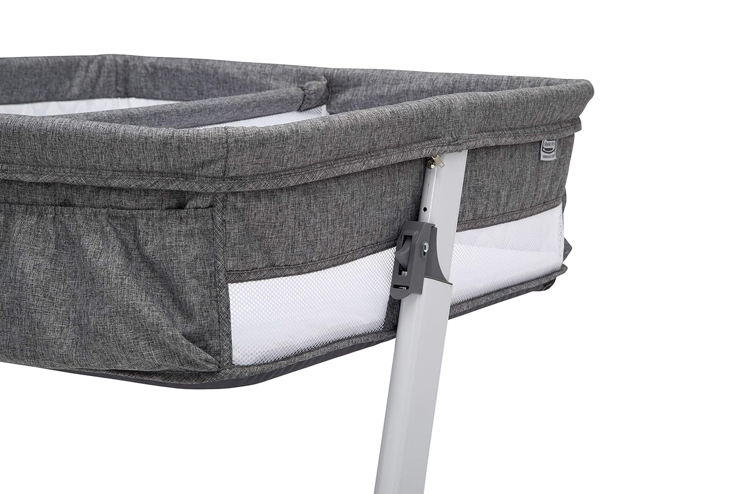 Simmons Kids By The Bed City Sleeper Bassinet for Twins - Adjustable Height Portable Crib with Wheels  Airflow Mesh, Grey Tweed · v2