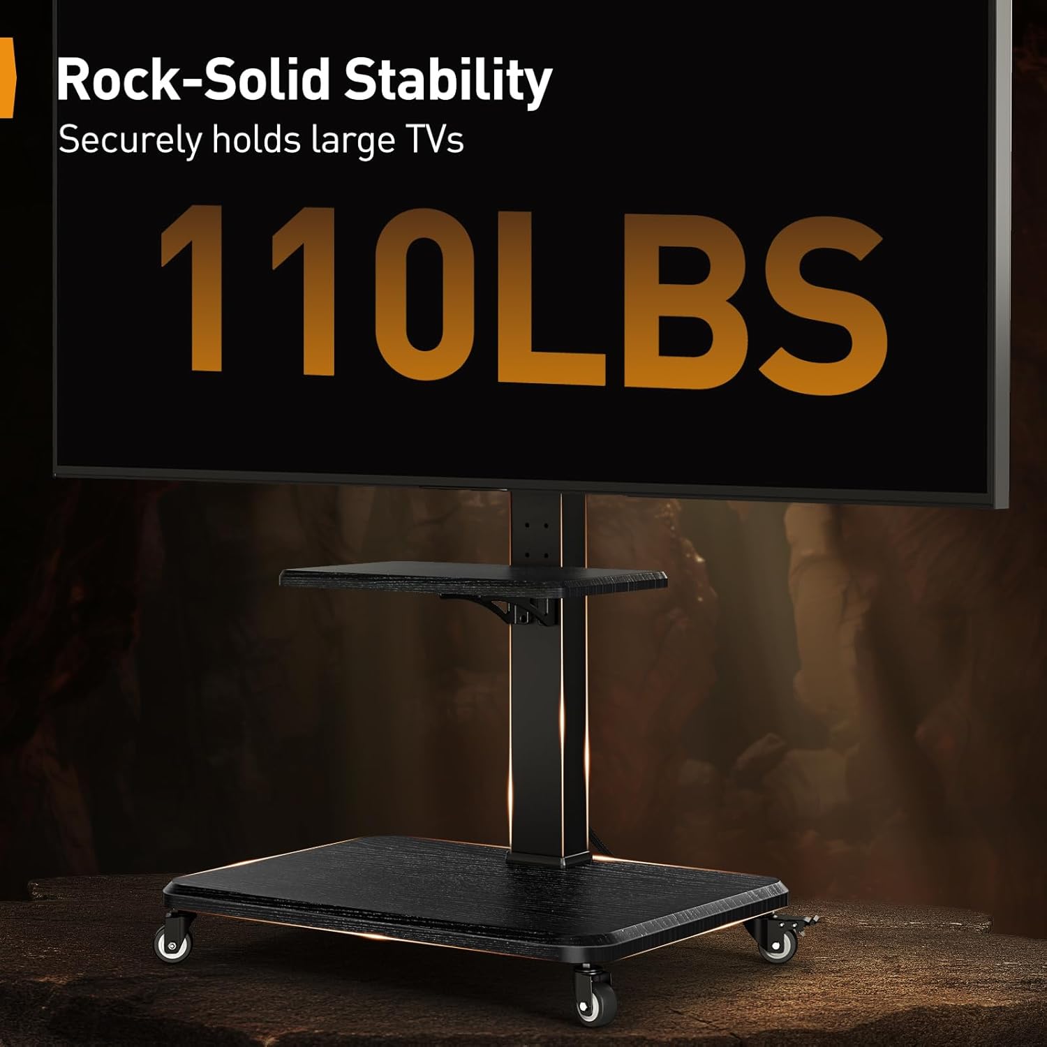 Perlegear Mobile TV Stand with Power Outlet, Tilt  Swivel Rolling TV Cart for 32 to 65 70 75 inch TVs up to 110 lbs, Height Adjustable Rolling TV Stand with Wheels, Max VESA 600x400mm, PGTVMC17 · v10