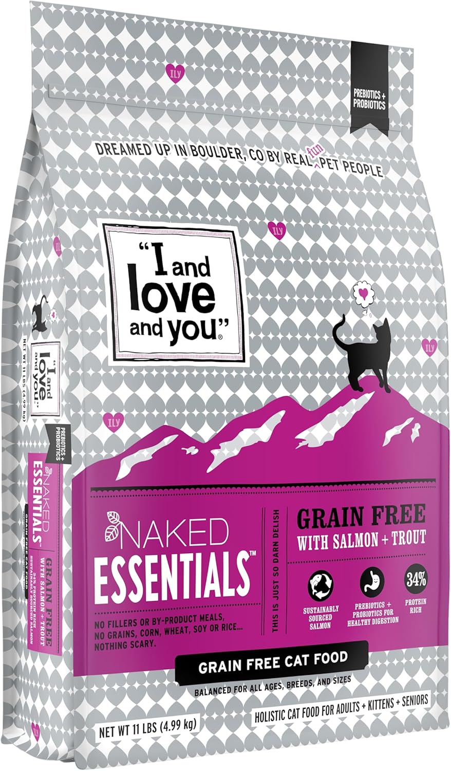 Nourriture sèche pour chats I and love and you Naked Essentials, saumon et truite, sans céréales, vraie viande, sans agents de remplissage, prébiotiques et probiotiques, sac de 11 livres
