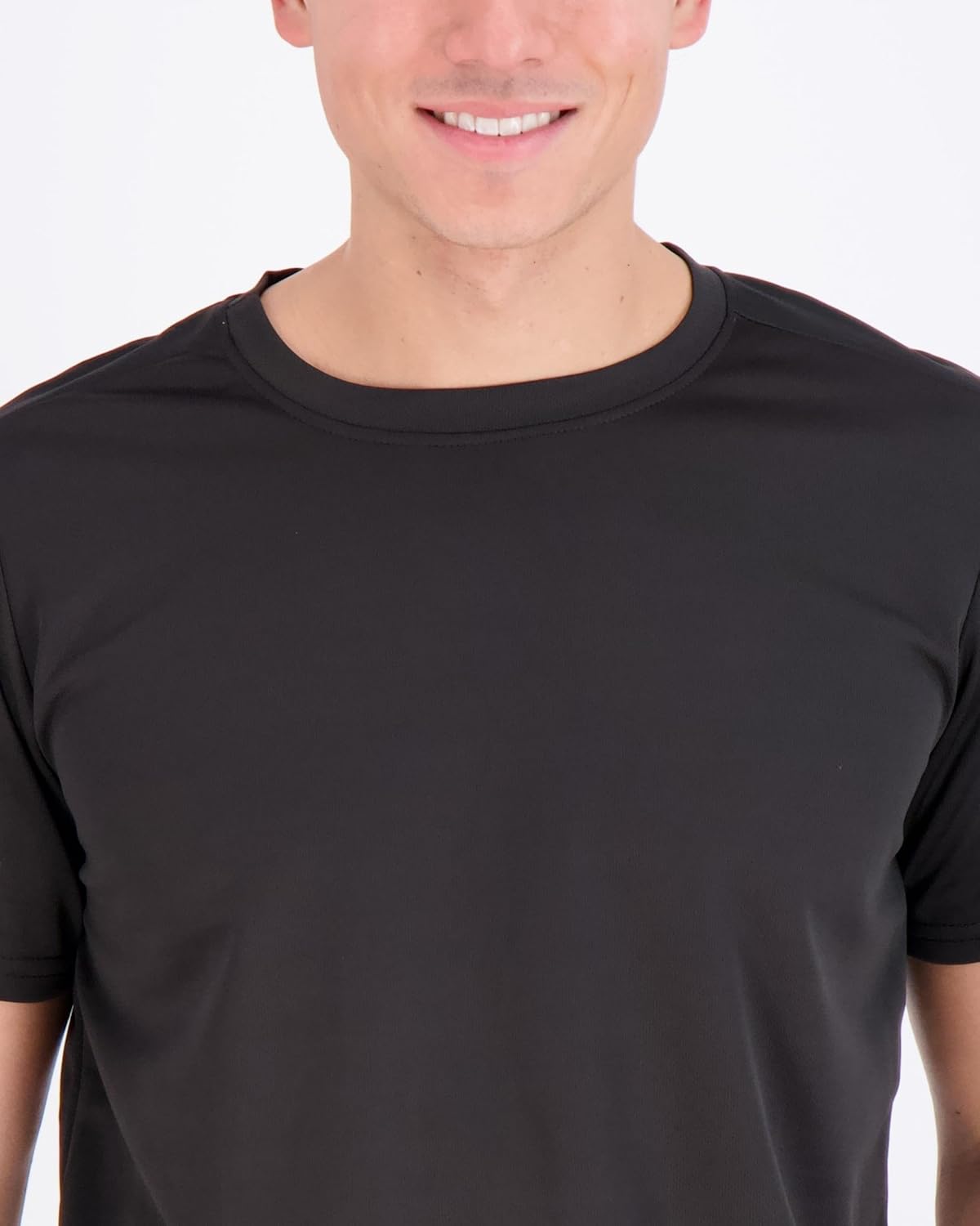 เสื้อยืดคอกลมผ้าตาข่ายแห้งเร็วสำหรับผู้ชาย Real Essentials 5 ชิ้น | เสื้อยืดแขนสั้นสำหรับนักกีฬา (มีไซส์ใหญ่)