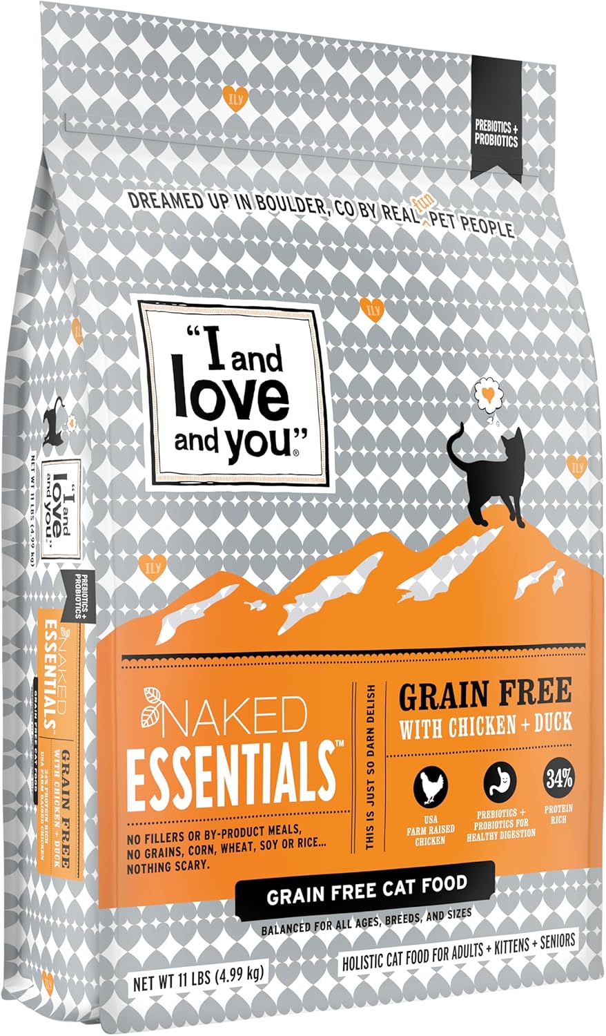 Nourriture sèche pour chats I and love and you Naked Essentials, poulet et canard, sans céréales, vraie viande, sans agents de remplissage, prébiotiques et probiotiques, sac de 11 livres