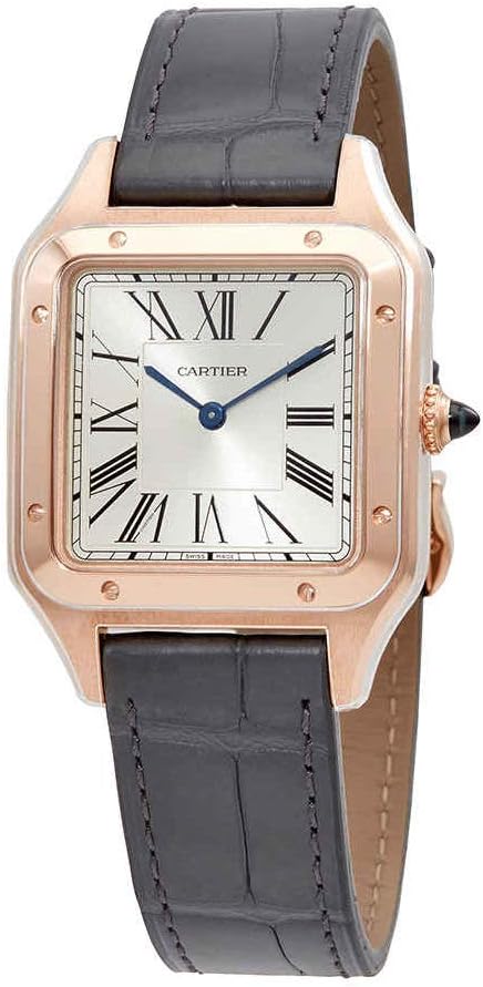 CARTIER Santos-Dumont 18kt Rose Gold Silver Dial Mens Large Watch WGSA0021 · v5