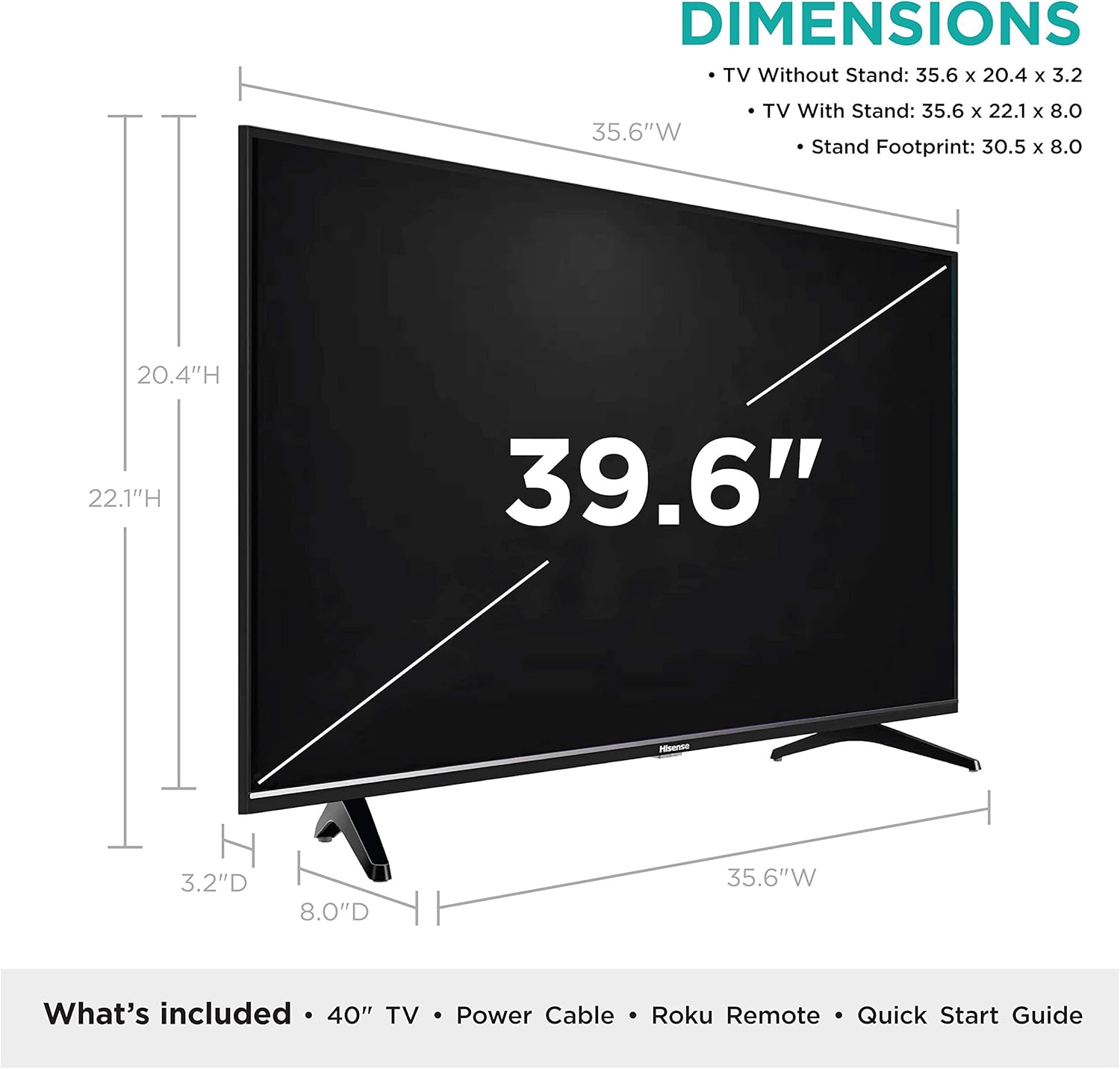 Hisense สมาร์ททีวี LED Roku ซีรีส์ H4 ขนาด 40 นิ้ว พร้อมระบบรองรับ Alexa (40H4F รุ่นปี 2020)