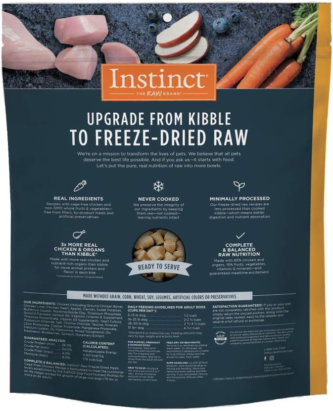 Instinct Freeze Dried Raw Meals Grain Free Dog Food, Dog Food Dry, Freeze Dried Dog Food, Raw Dog Food, Chicken Recipe, 25 oz · v2