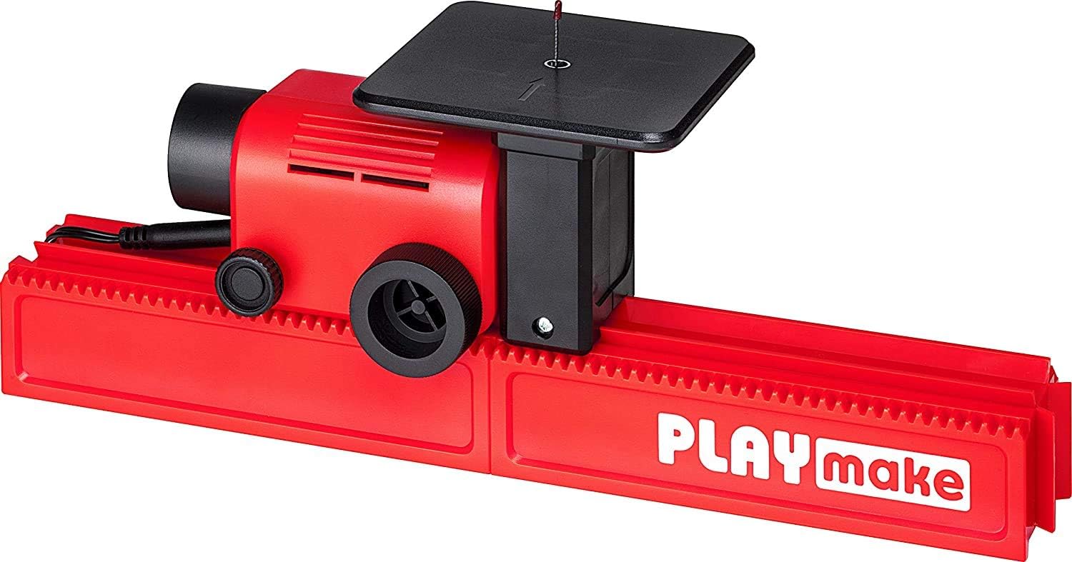 PLAYMAKE 4 in 1 Child-Safe Wood Workshop | World’s Only Kid-Friendly Working Jigsaw | Cuts Through Soft Wood with No Risk of Injury | Secure Base to Any Building Plate | Made in Europe | · v3