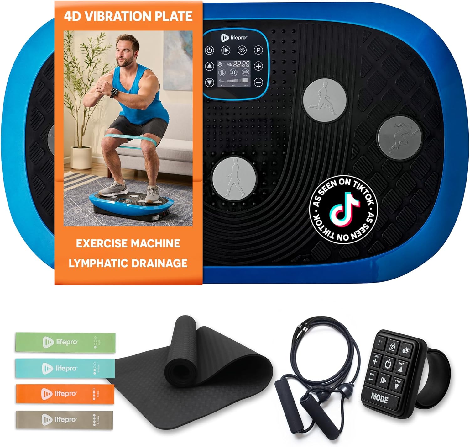 Máy tập thể dục rung LifePro Rumblex Plus 4D - Dao động ba động cơ, rung tuyến tính, xung động 3D/4D | Máy rung toàn thân để giảm cân, tạo hình.