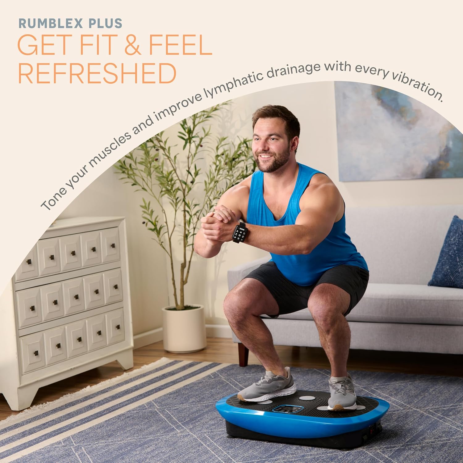 Máy tập thể dục rung LifePro Rumblex Plus 4D - Dao động ba động cơ, rung tuyến tính, xung động 3D/4D | Máy rung toàn thân để giảm cân, tạo hình.