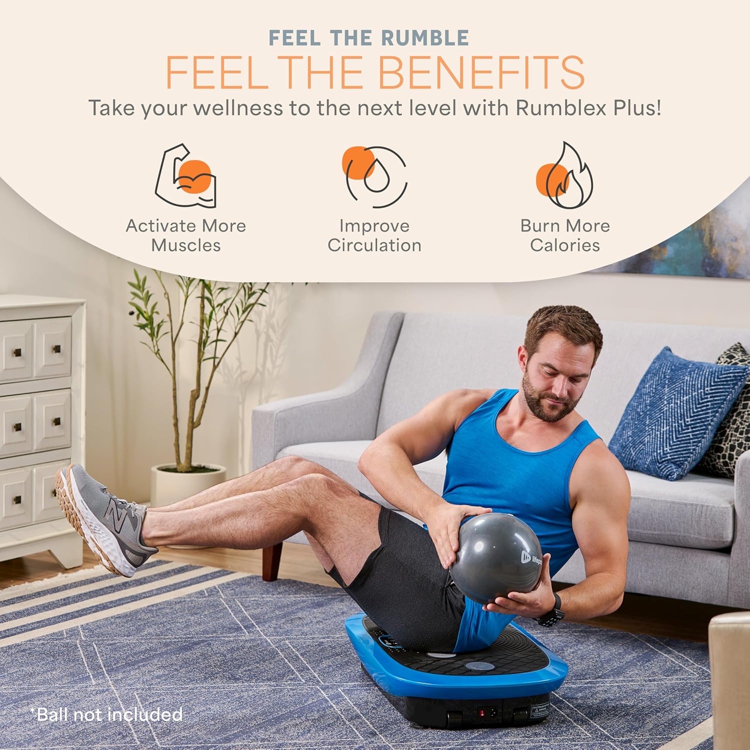 Máy tập thể dục rung LifePro Rumblex Plus 4D - Dao động ba động cơ, rung tuyến tính, xung động 3D/4D | Máy rung toàn thân để giảm cân, tạo hình.