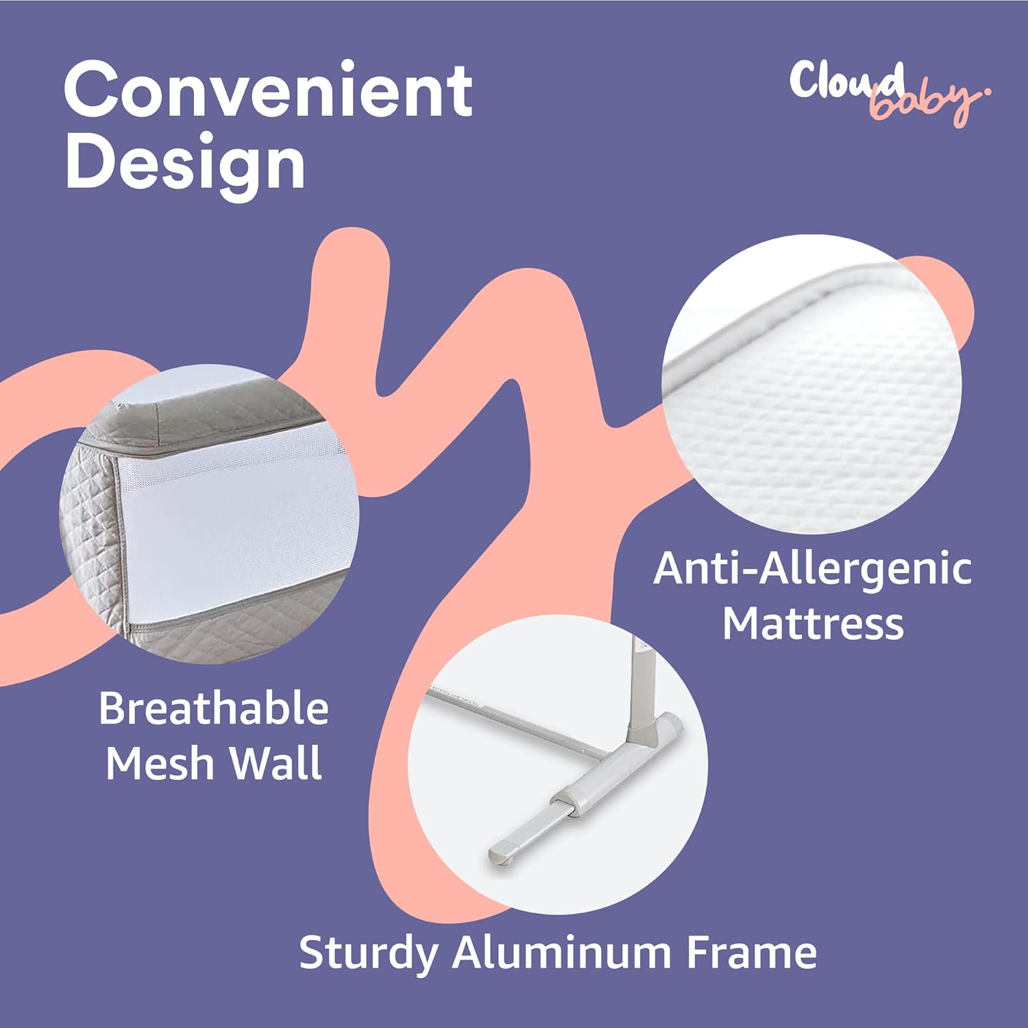 Tempat Tidur Bayi Cloud Baby Bedside, Tempat Tidur Bayi Terbaik untuk Bayi Baru Lahir, Tempat Tidur Portabel untuk Tidur Bersama yang Lebih Aman, Tempat Tidur Bayi Plus Patung Gantung, Musik - Unisex untuk Anak Perempuan dan Laki-laki