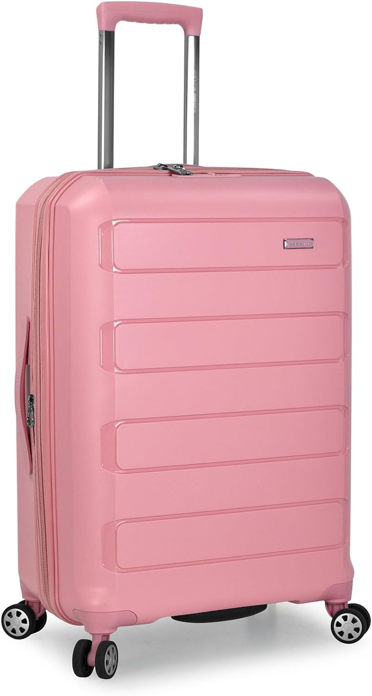 Bagaglio Spinner espandibile con guscio rigido indistruttibile Travelers Choice Pagosa, rosa, solo per il check-in