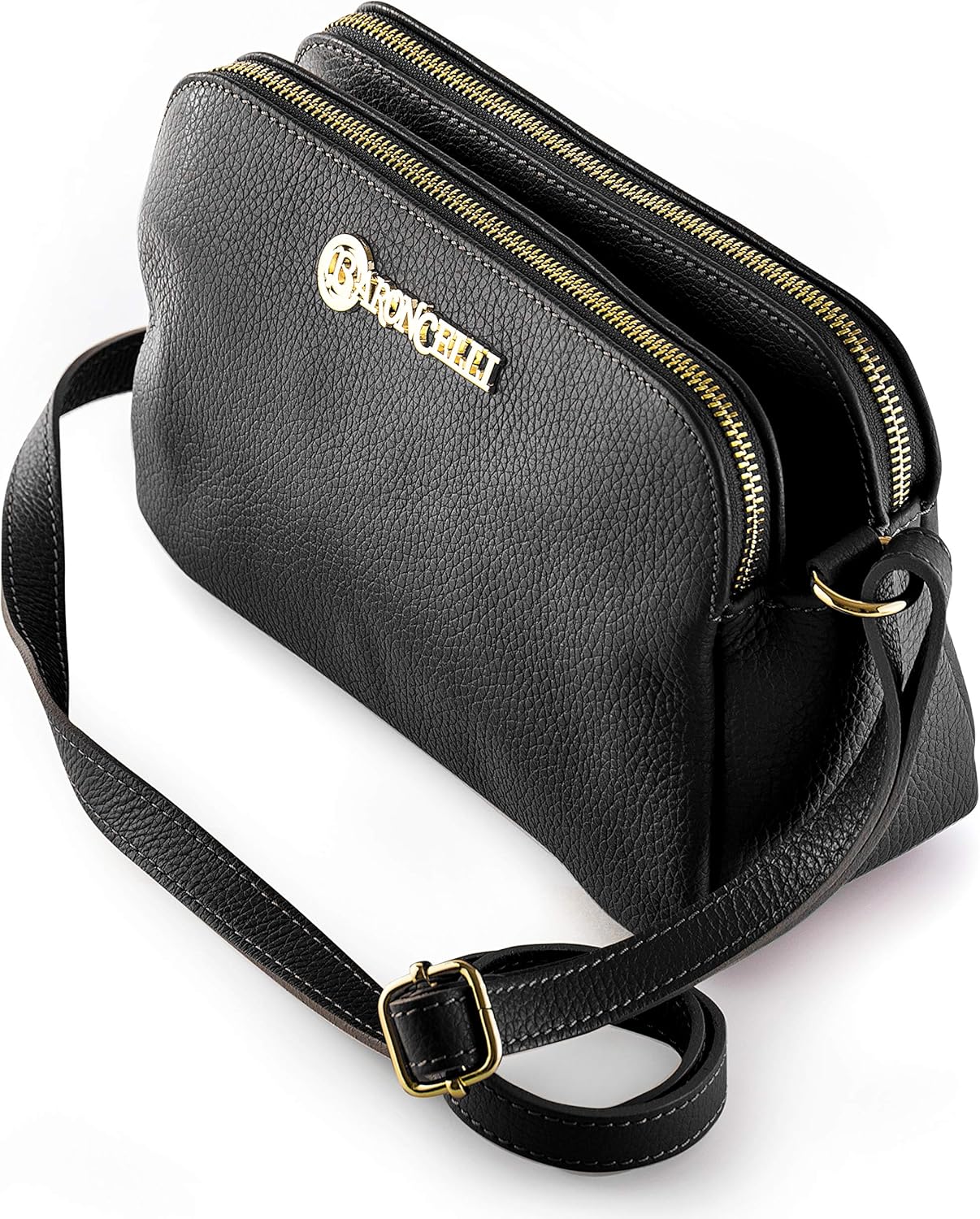 Baroncelli Crossbody Bag Made in Italy with Long Stripe Genuine Italian Soft Leather