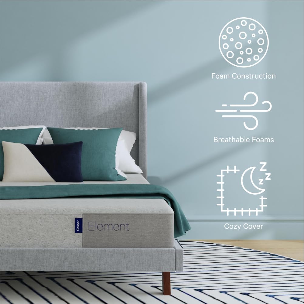 Casper Sleep Element, Queen Medium Firm Mattress - Memory Foam   Support - 100-Night Trial - CertiPUR-US Mattress, Grey · v2