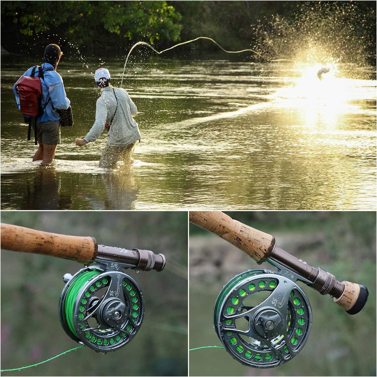 Sougayilang Fly Fishing Rod and Reel Combo, 4 Pieces Ultra Lightweight Portable Fly Rod and CNC Machined Aluminum Alloy Reel Complete Starter Package with Rod Bag · v3