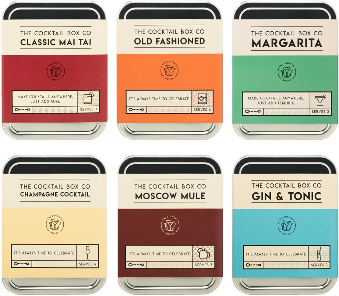 Kit de préparation de cocktails【Coffret cadeau 6 pièces】Kit à l'ancienne, margarita, maï taï, gin tonic, Moscow Mule, kit de mixologie à cocktails au champagne avec bitters pour cocktails | Kit de cocktail de voyage, cadeaux de mixologie