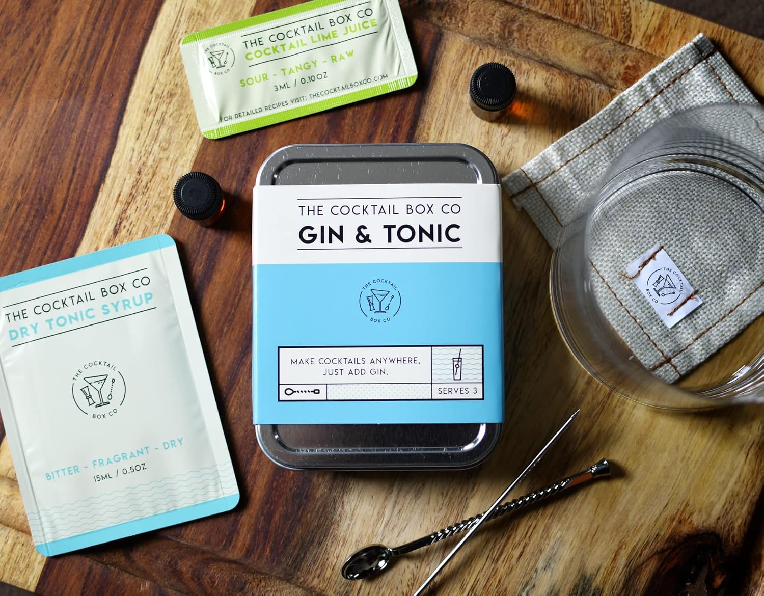 Cocktail Making Kit【6 Piece Gift Set】Old Fashioned Kit, Margarita, Mai Tai, Gin and Tonic, Moscow Mule, Champagne Cocktail Mixology Kit with Bitters for Cocktails | Travel Cocktail Kit, Mixology Gifts