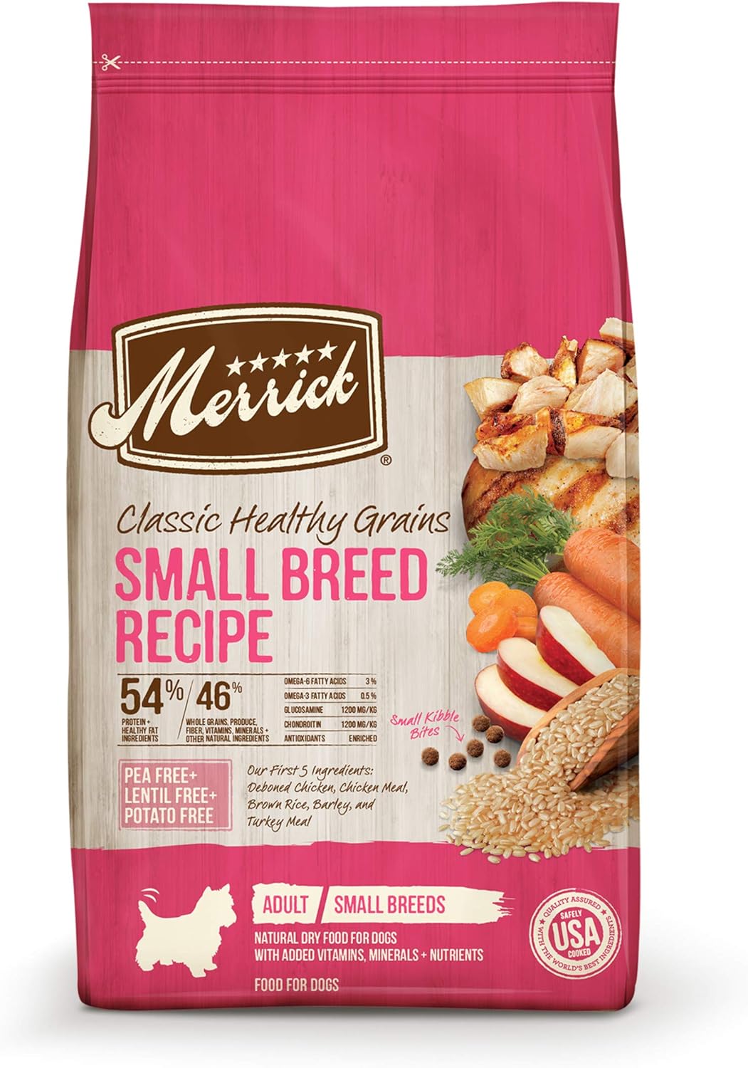 Alimento seco Merrick Classic Healthy Grains para perros, receta para razas pequeñas, bolsa de 12 libras