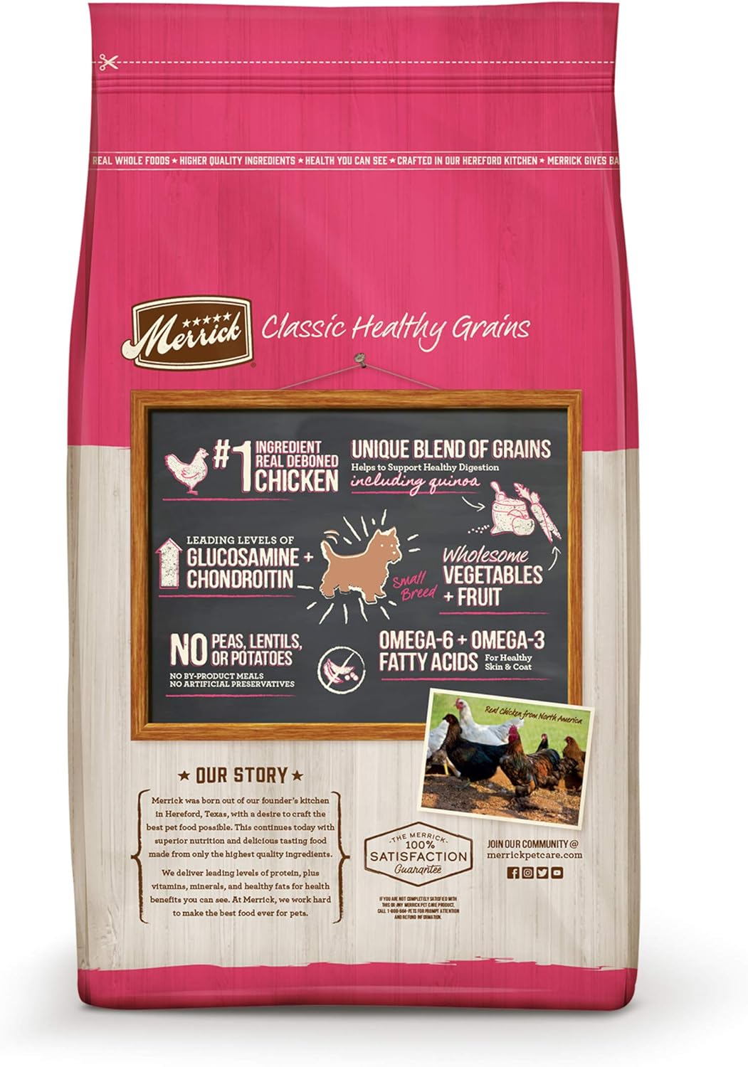 Alimento seco Merrick Classic Healthy Grains para perros, receta para razas pequeñas, bolsa de 12 libras